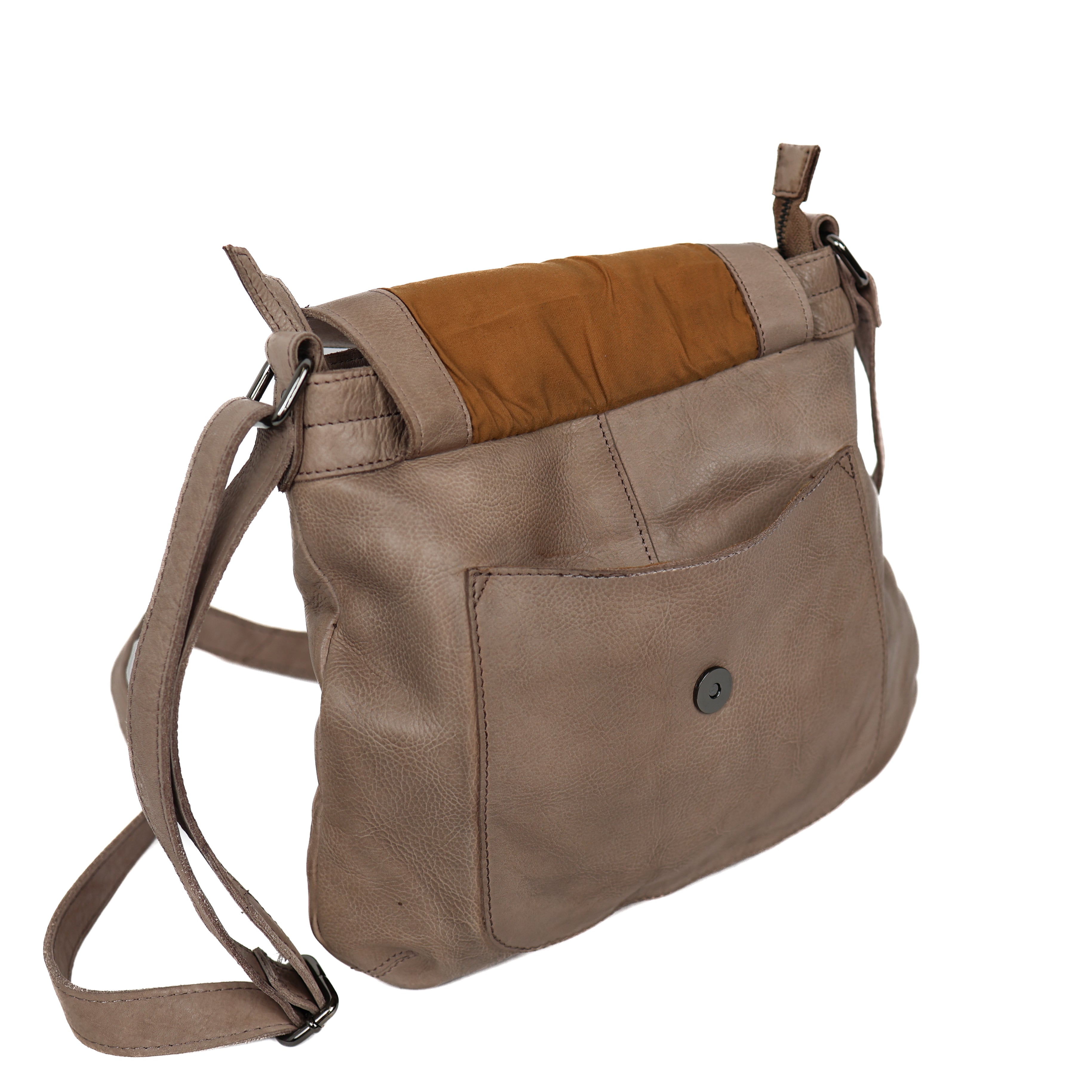 Schoudertas met voorvak 'Merle' taupe