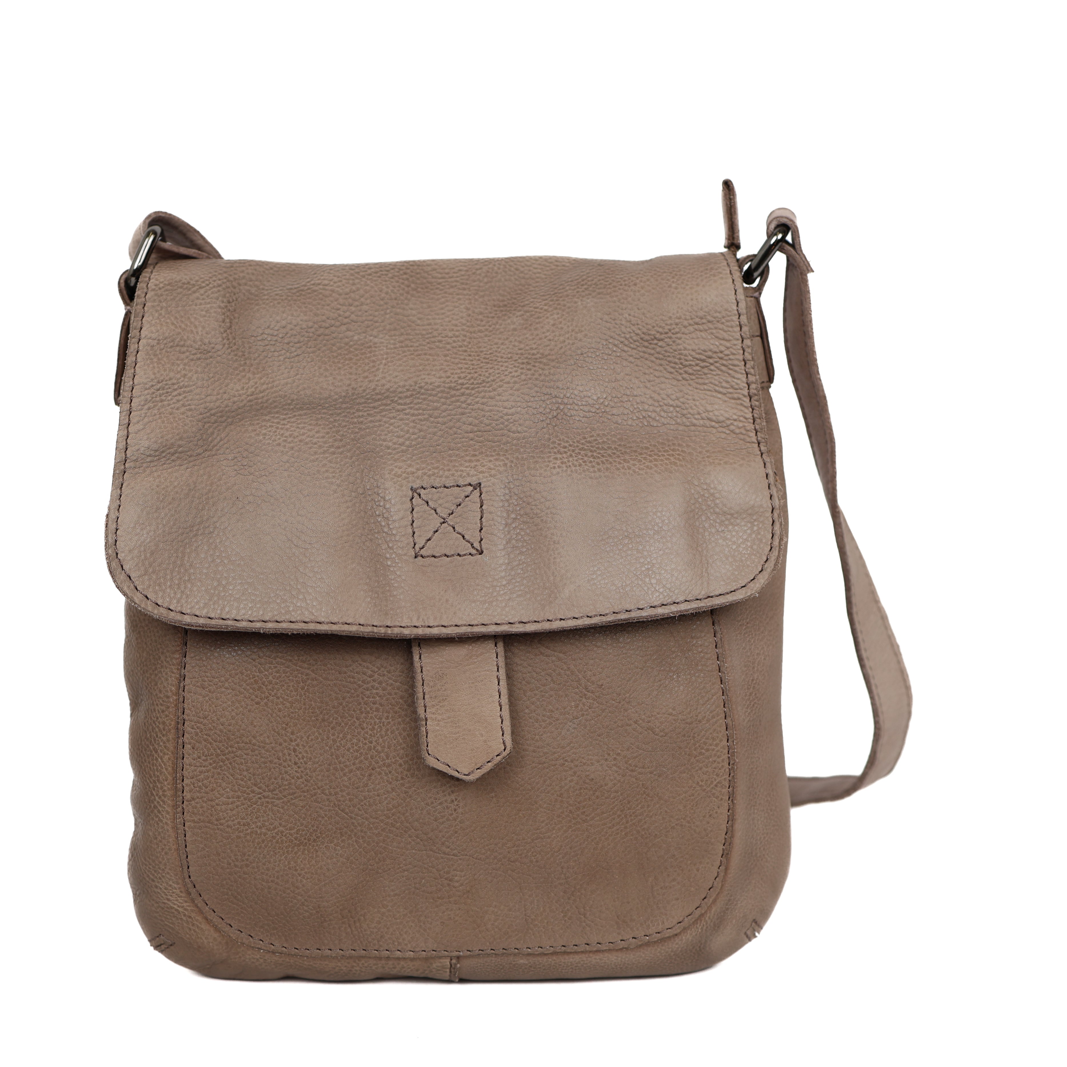 Schoudertas met flap 'Jip' taupe
