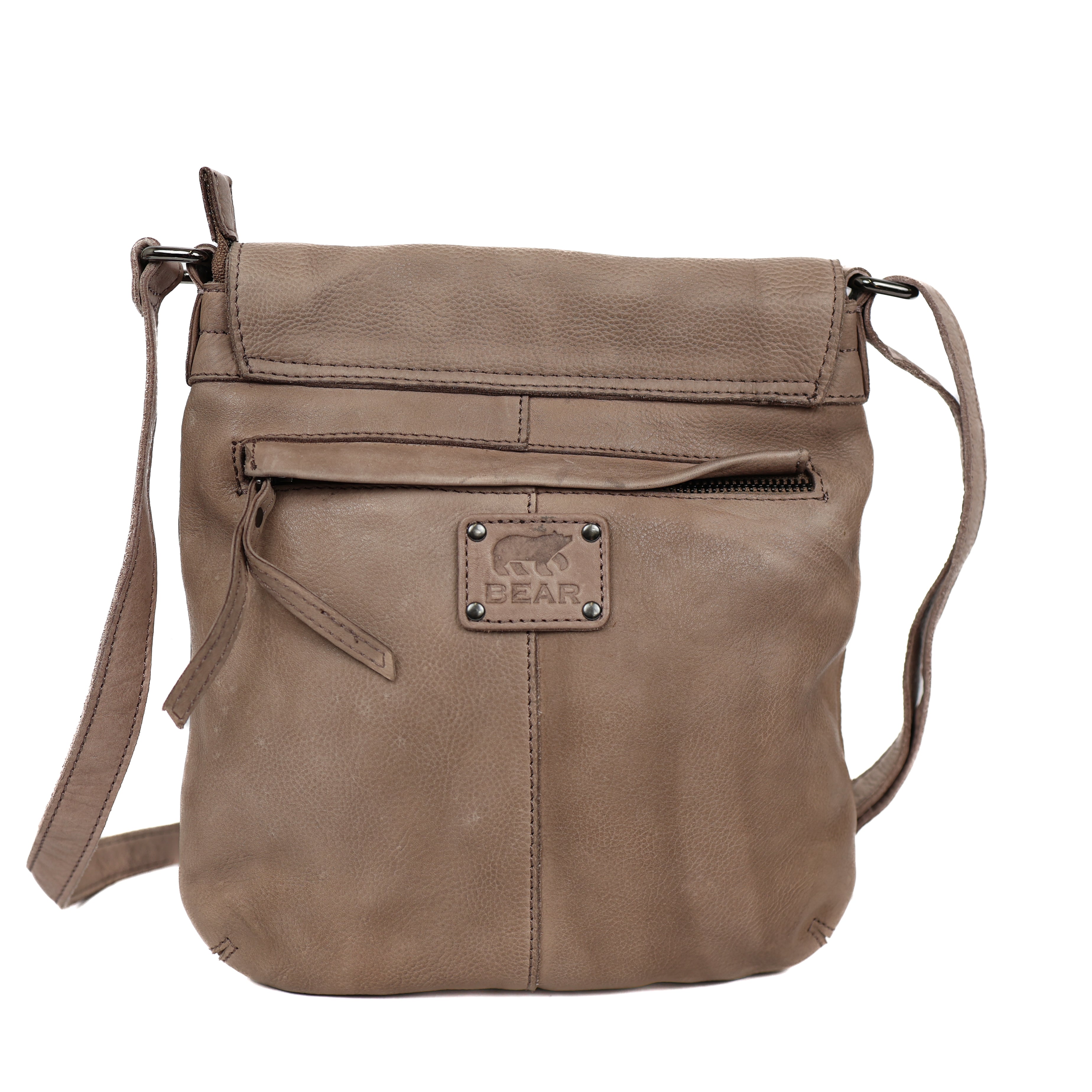 Schoudertas met flap 'Jip' taupe