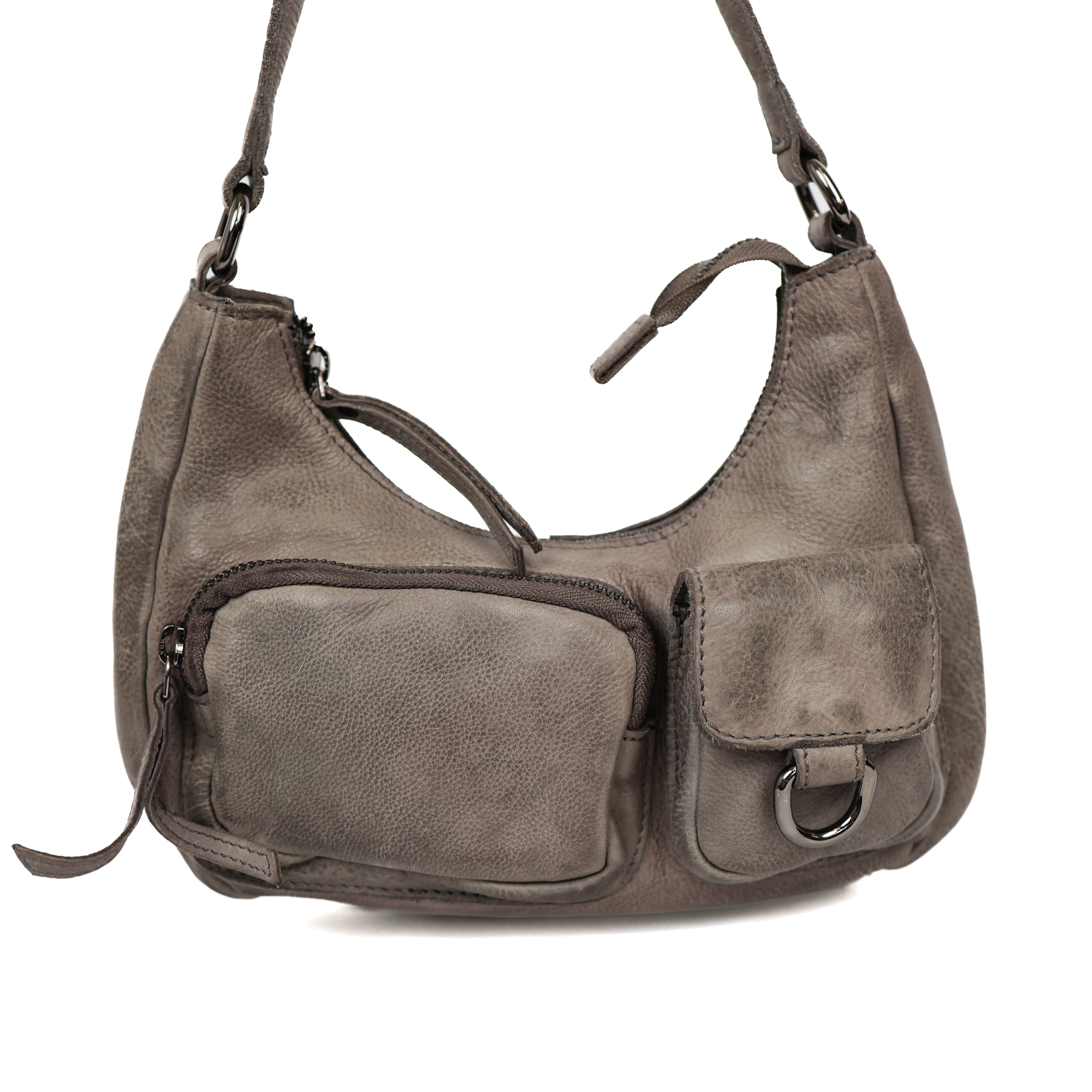 Hand/shoulderbag with front pockets 'Nienke' grey