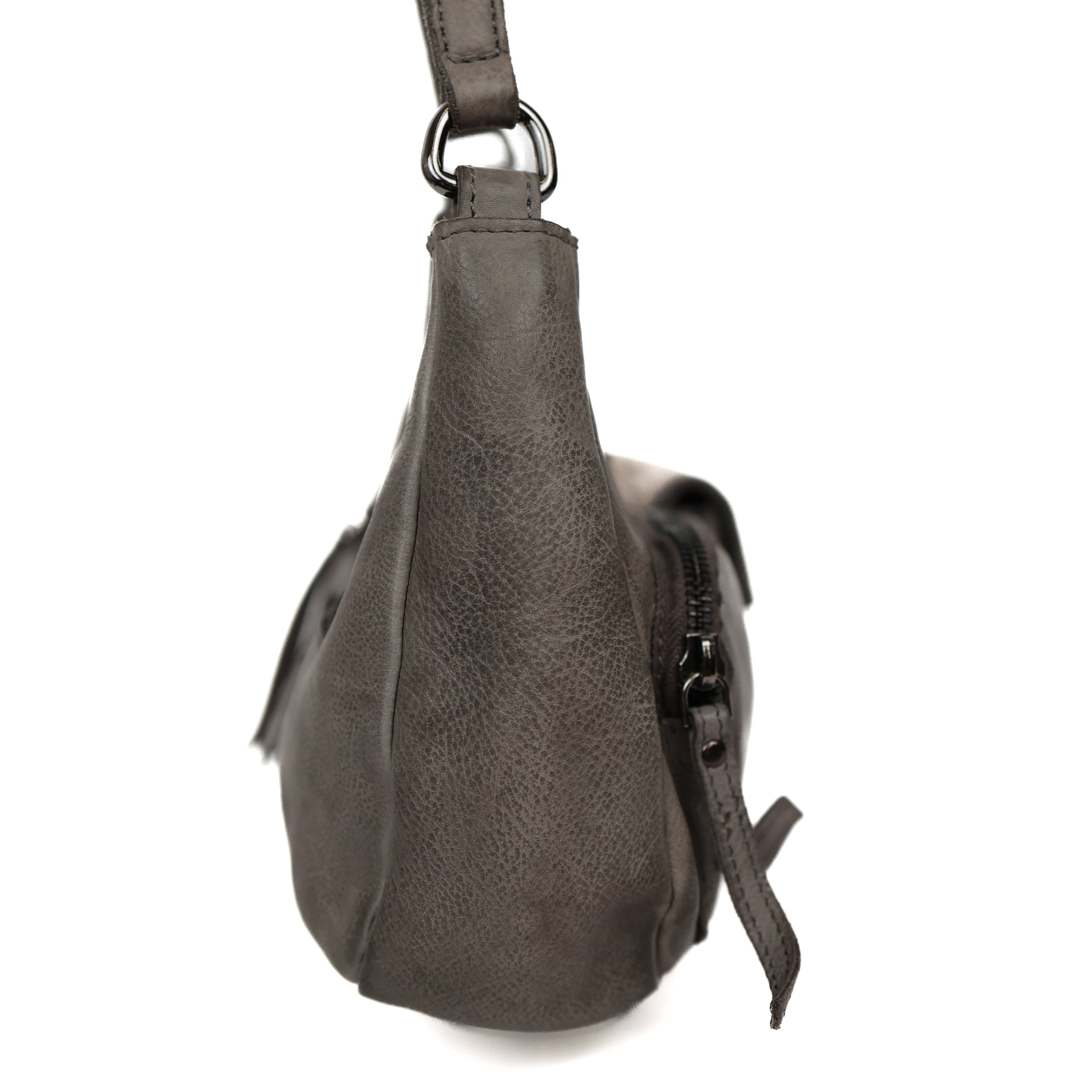 Hand/shoulderbag with front pockets 'Nienke' grey