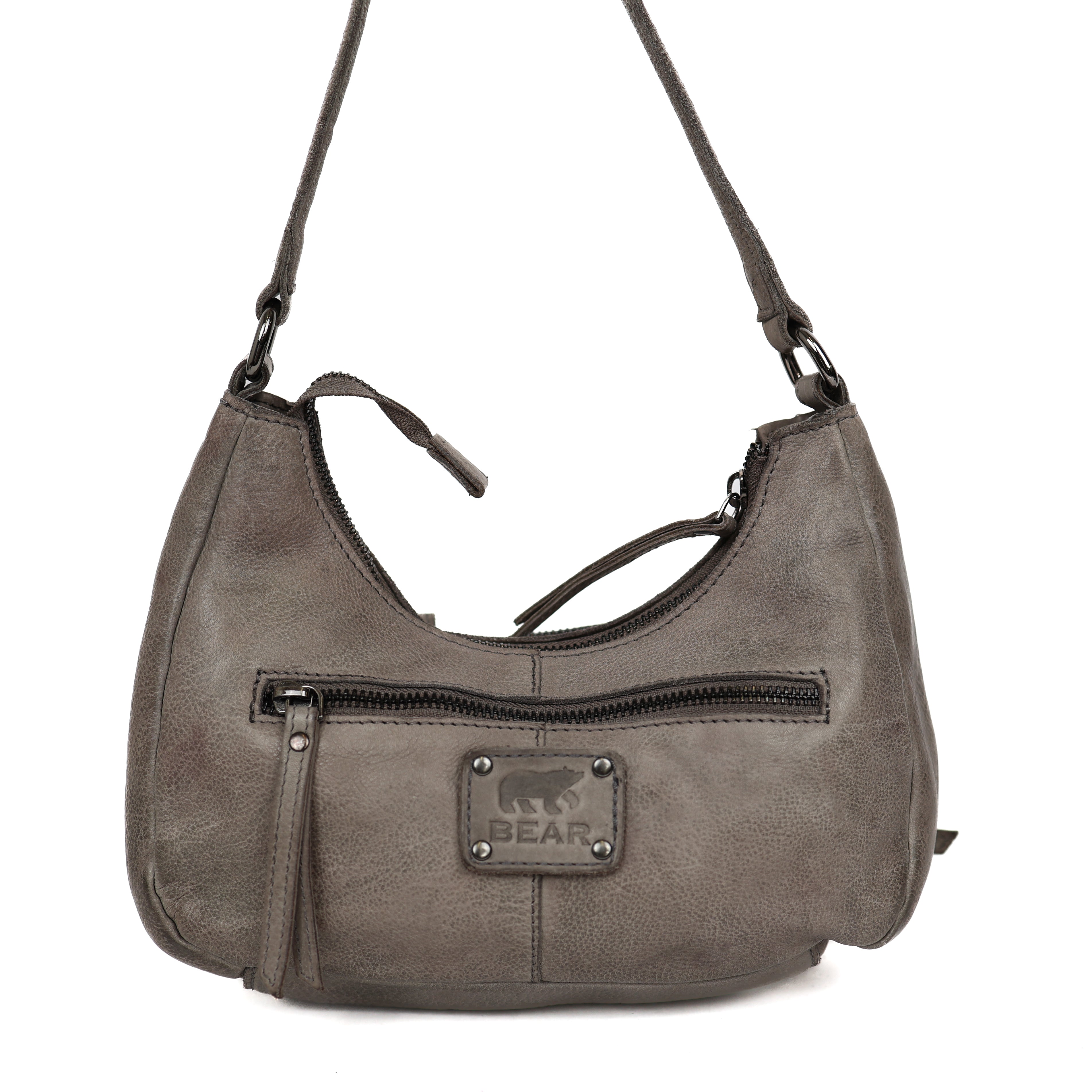 Hand/shoulderbag with front pockets 'Nienke' grey