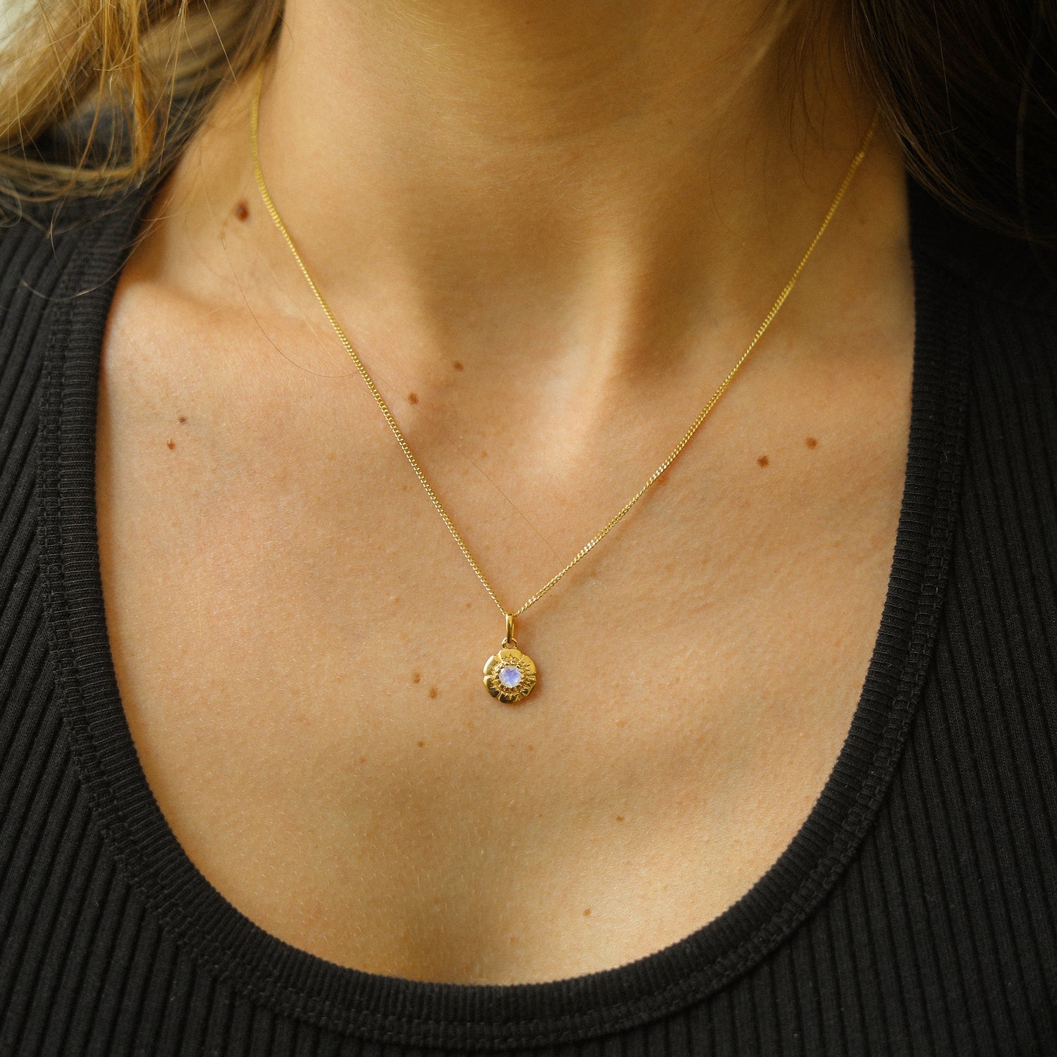 Vintage Moonstone Pendant | 14K Gold