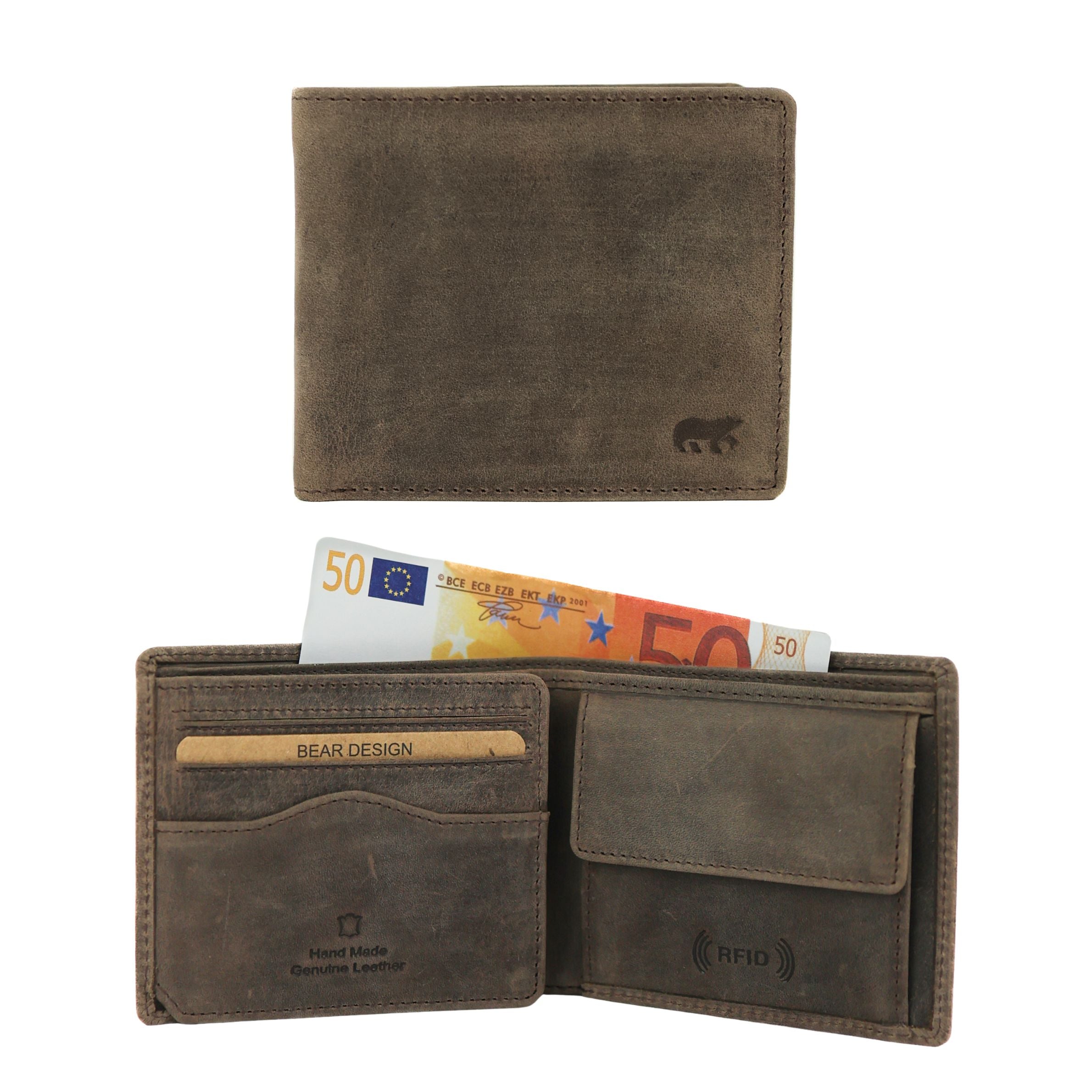 Kleine heren portemonnee/billfold  'Tom' bruin