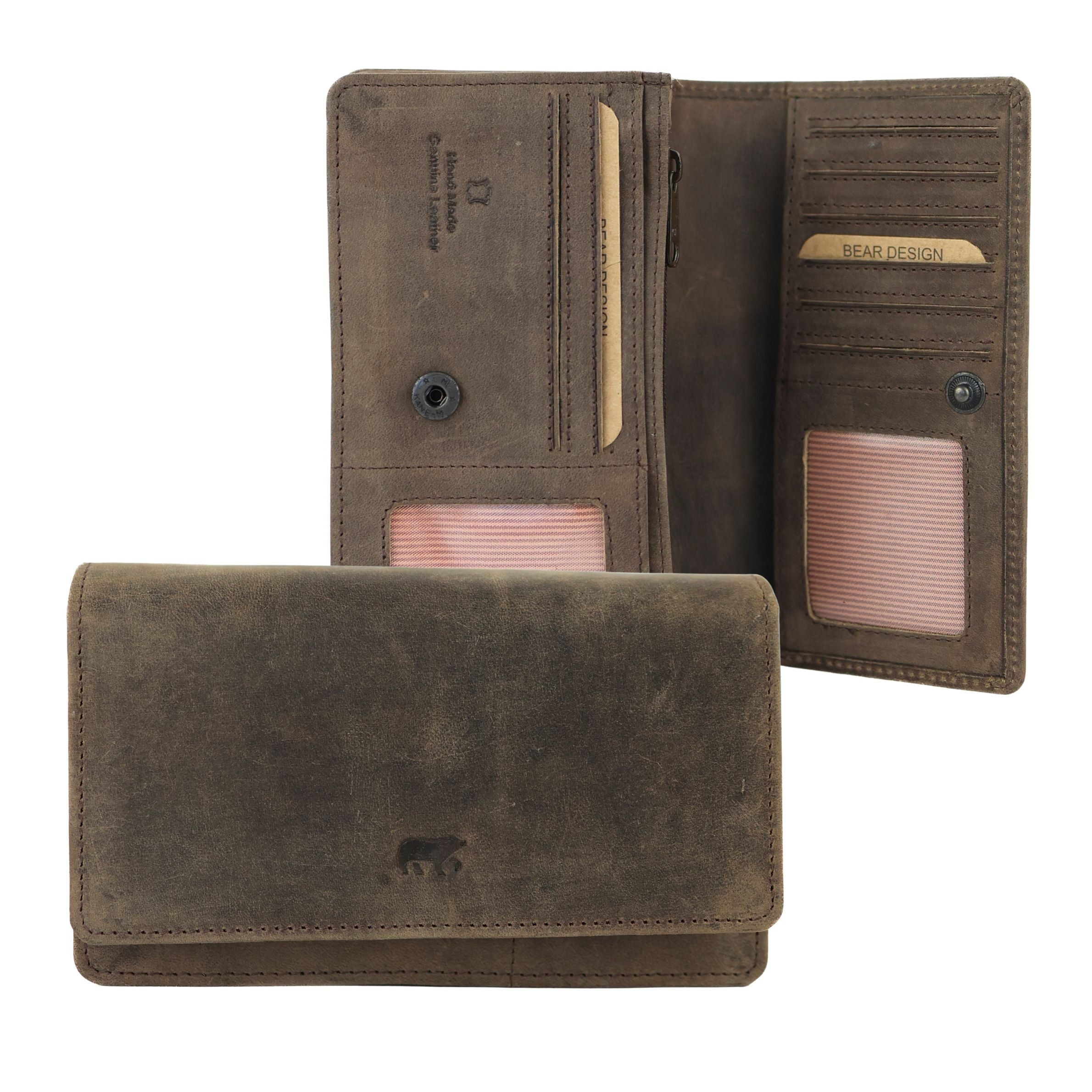 'Emma' brown flap wallet
