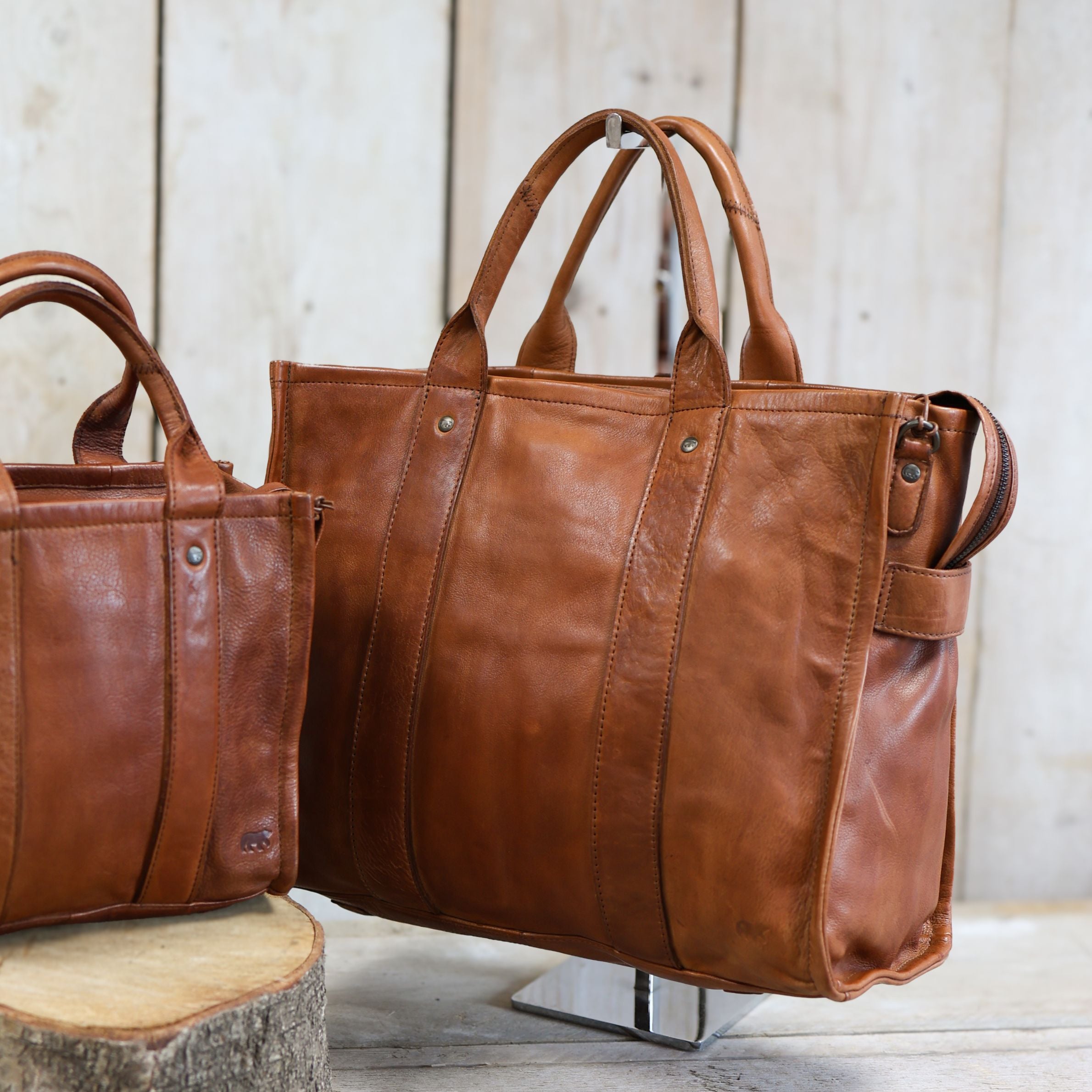 Laptoptas/tote bag 15.6” 'Pepe' XL cognac