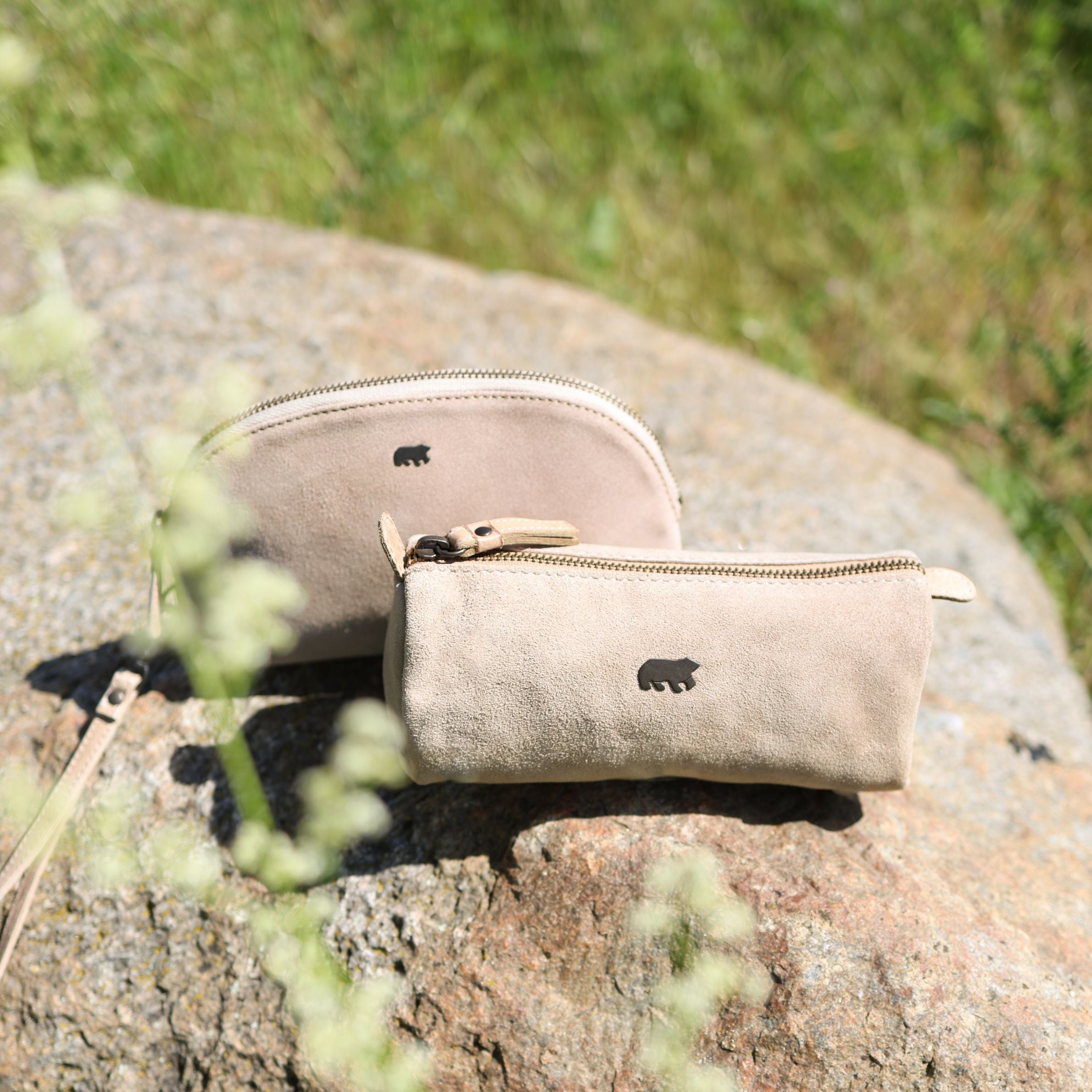 Suede pencil case 'Tito' XL navy