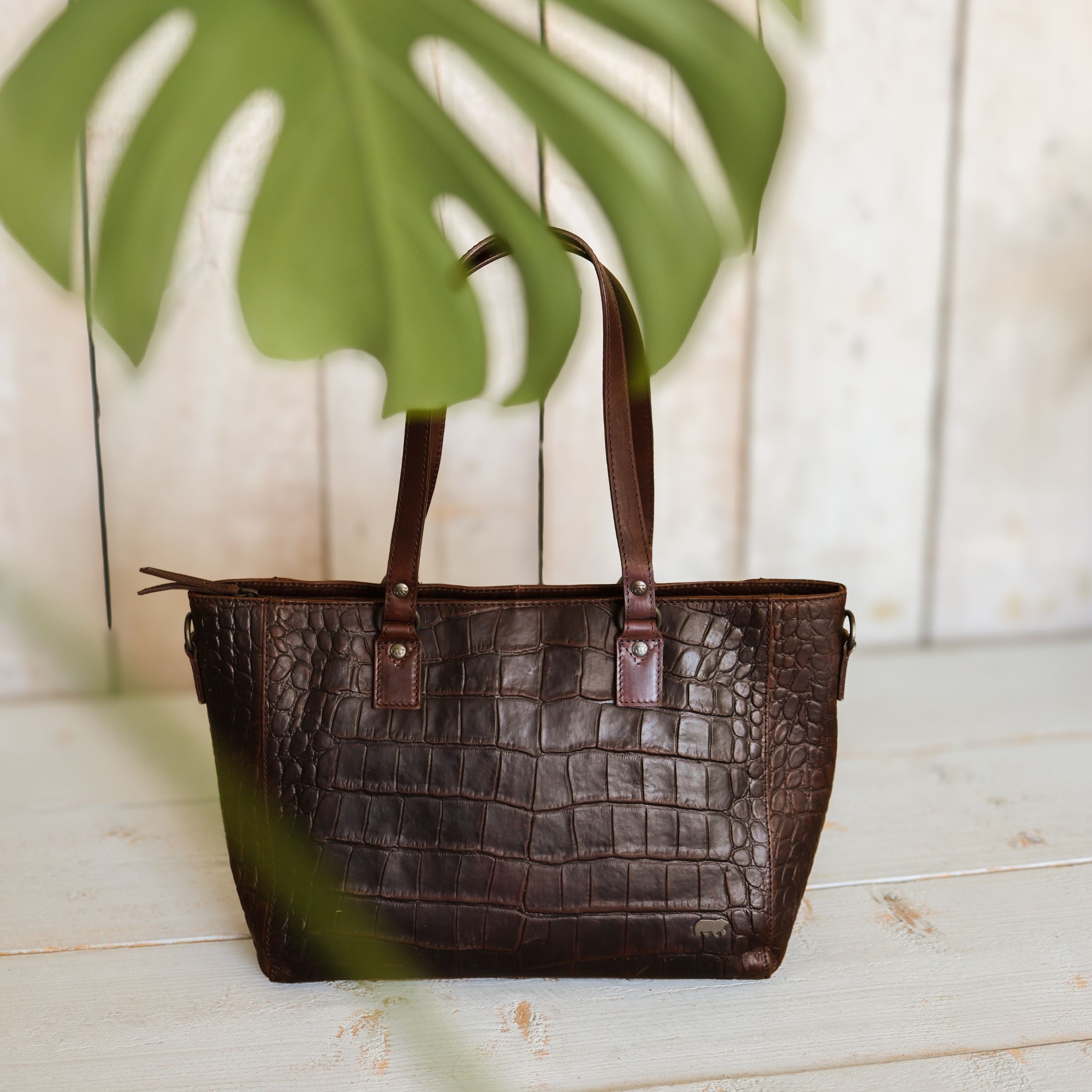 Croco shopper 'Chiara' dark brown