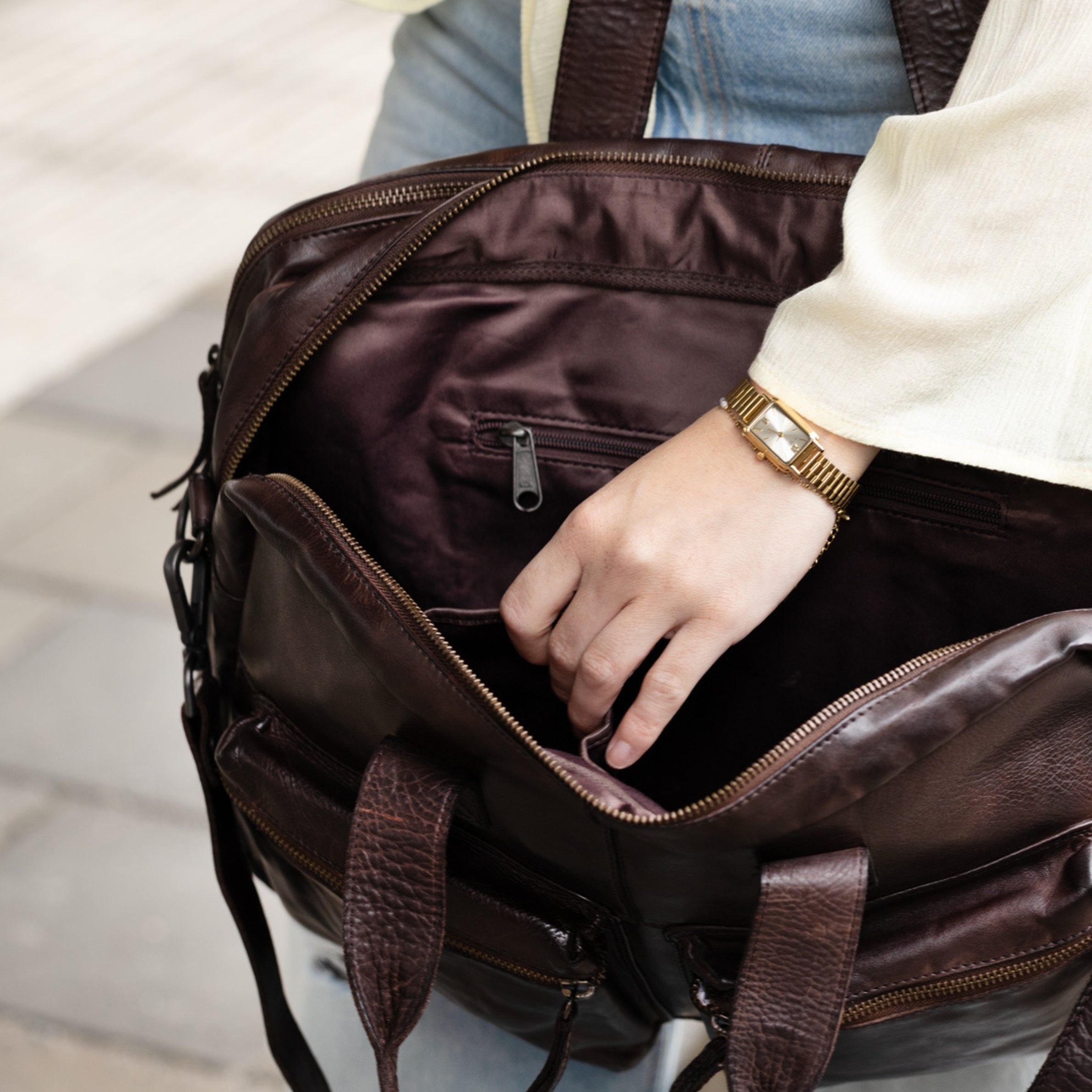Weekender/laptop bag 15.6" 'Lou' dark brown