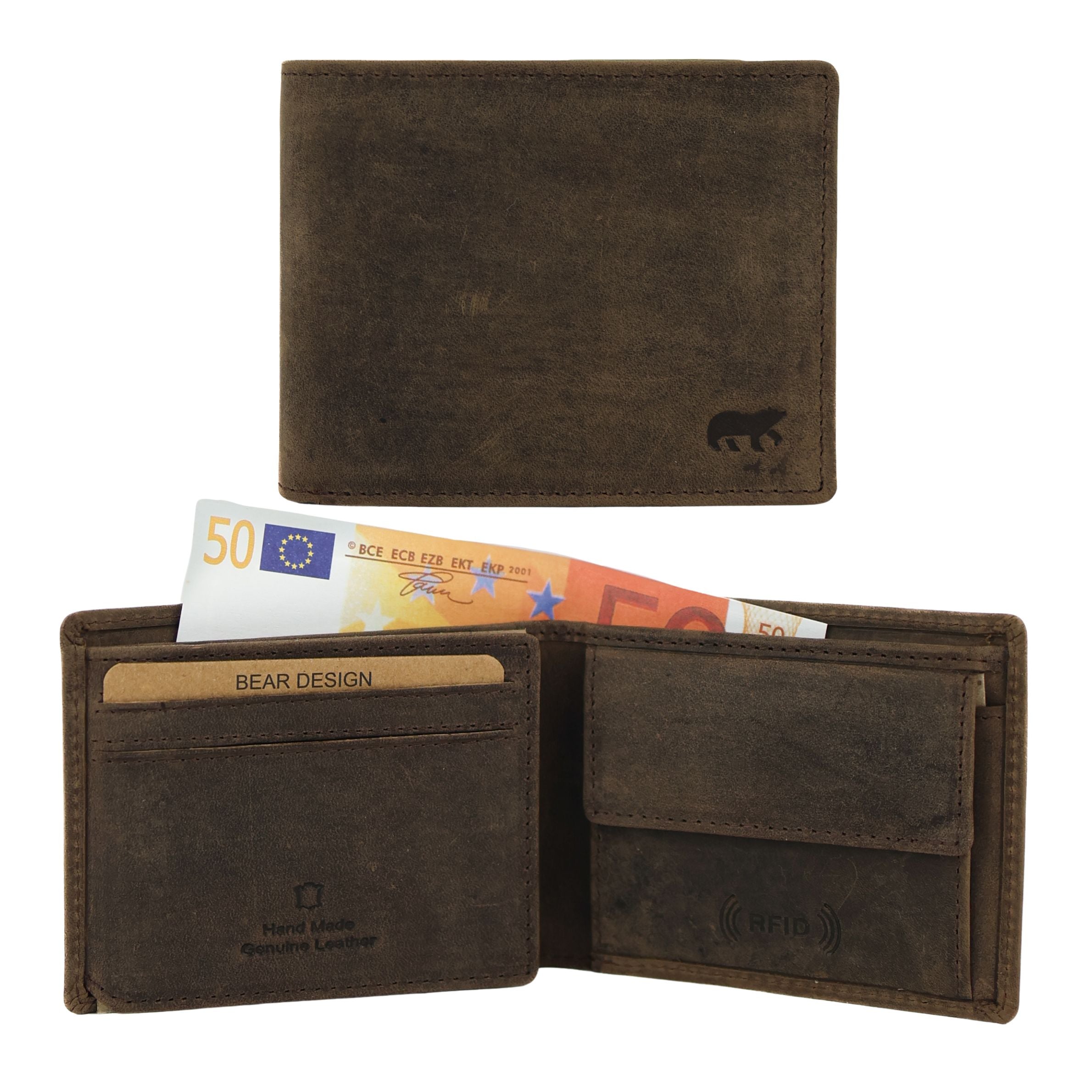 Kleine heren portemonnee/billfold 'Lucas' bruin