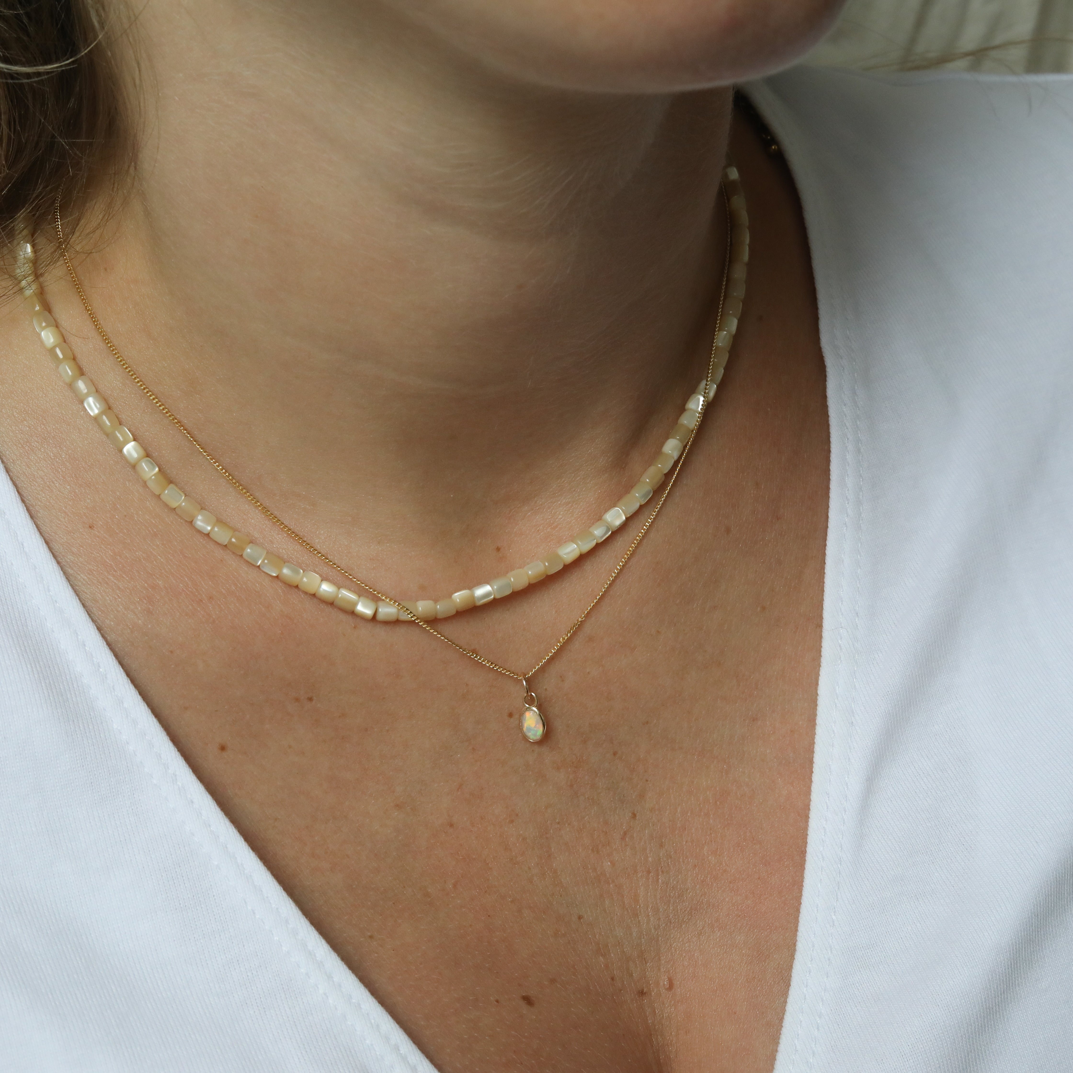 Opaal Birthstone Hanger Oktober | 14K Goud