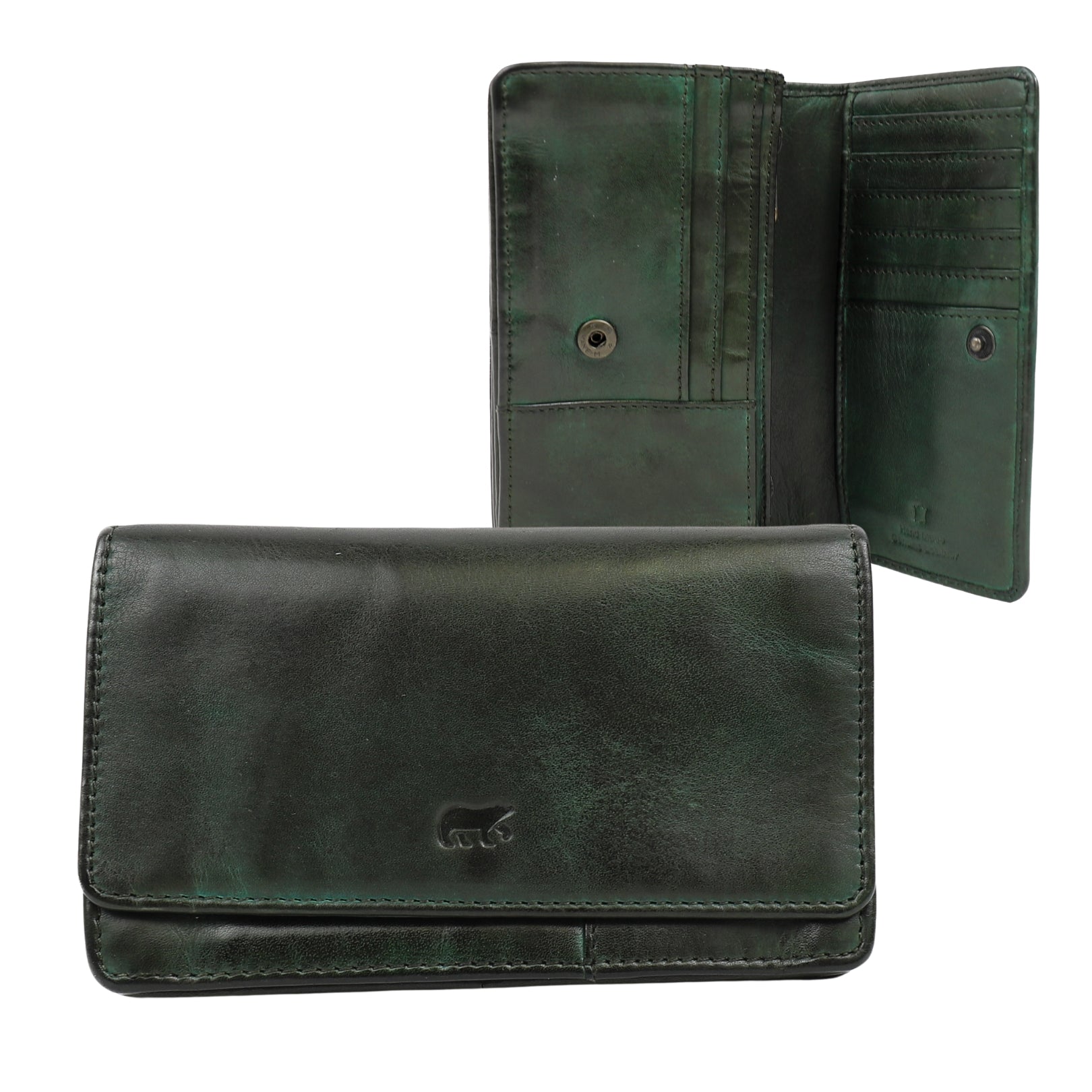 'Emma' green flap wallet