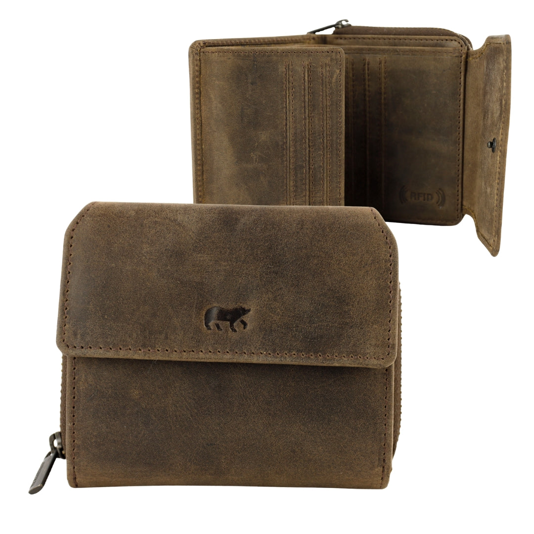 Ritsportemonnee 'Britt' bruin