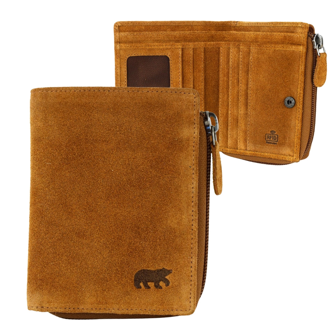 Suède RFID Ritsportemonnee 'Gungun' cognac