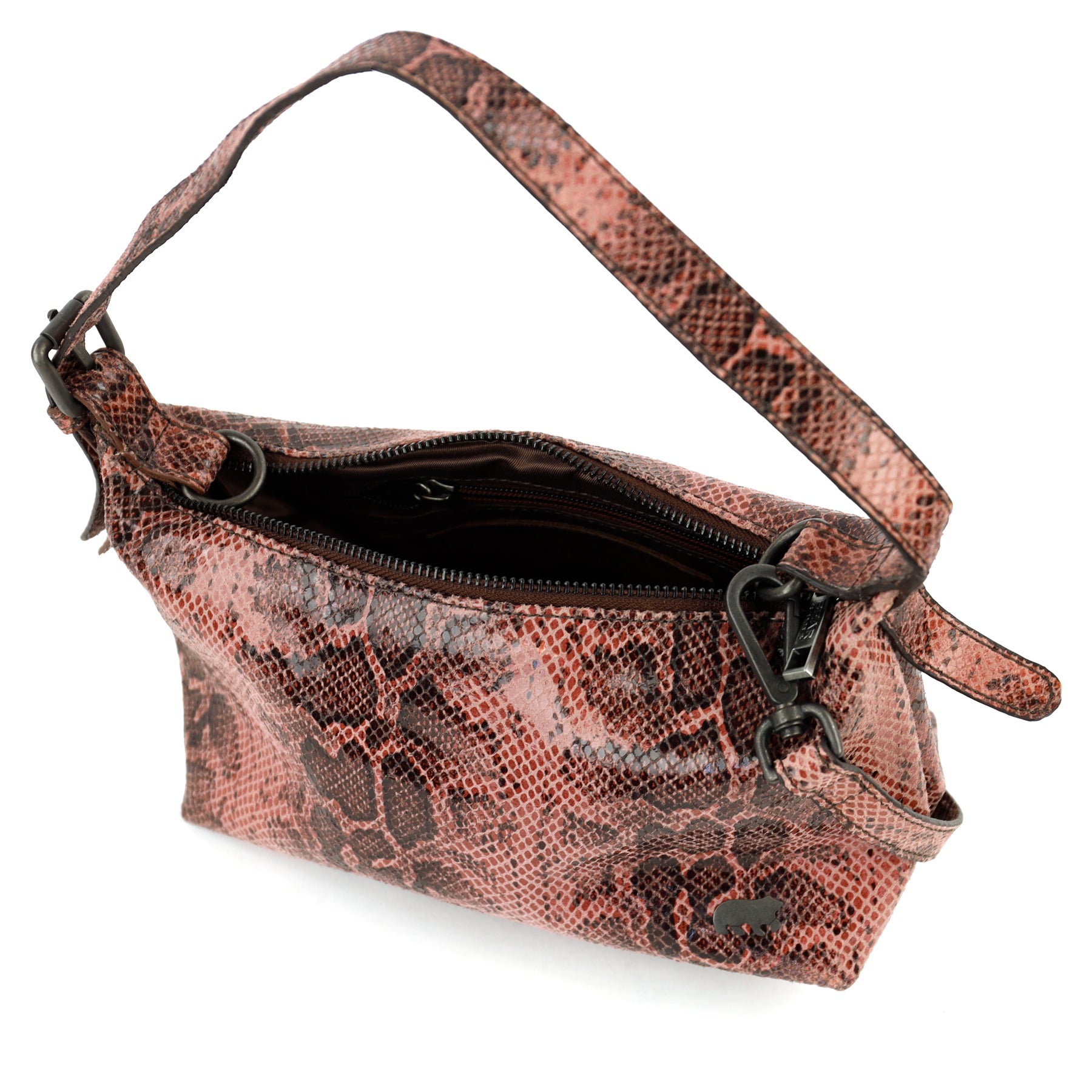 Small hand/shoulder bag 'Gemma' snake pink