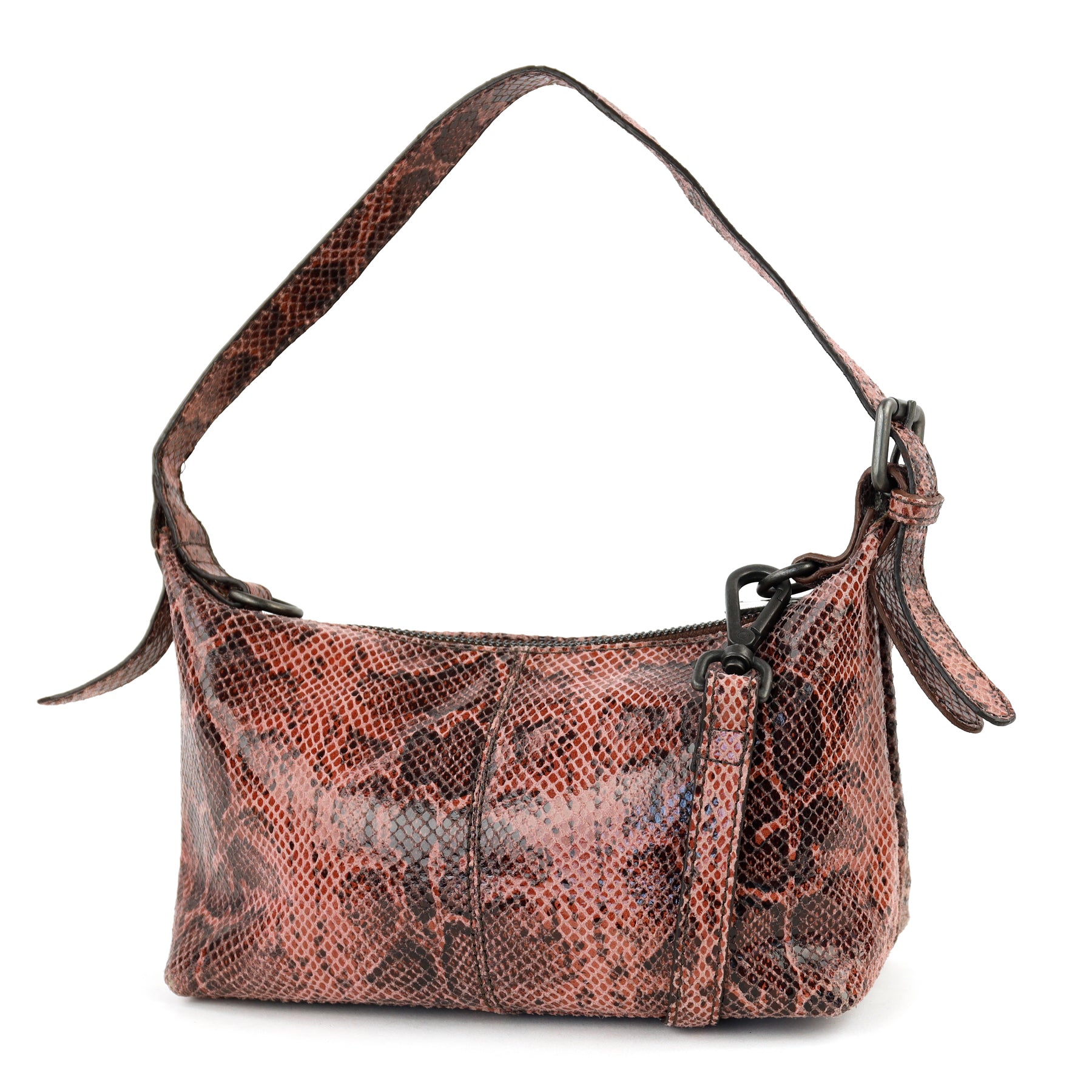 Small hand/shoulder bag 'Gemma' snake pink