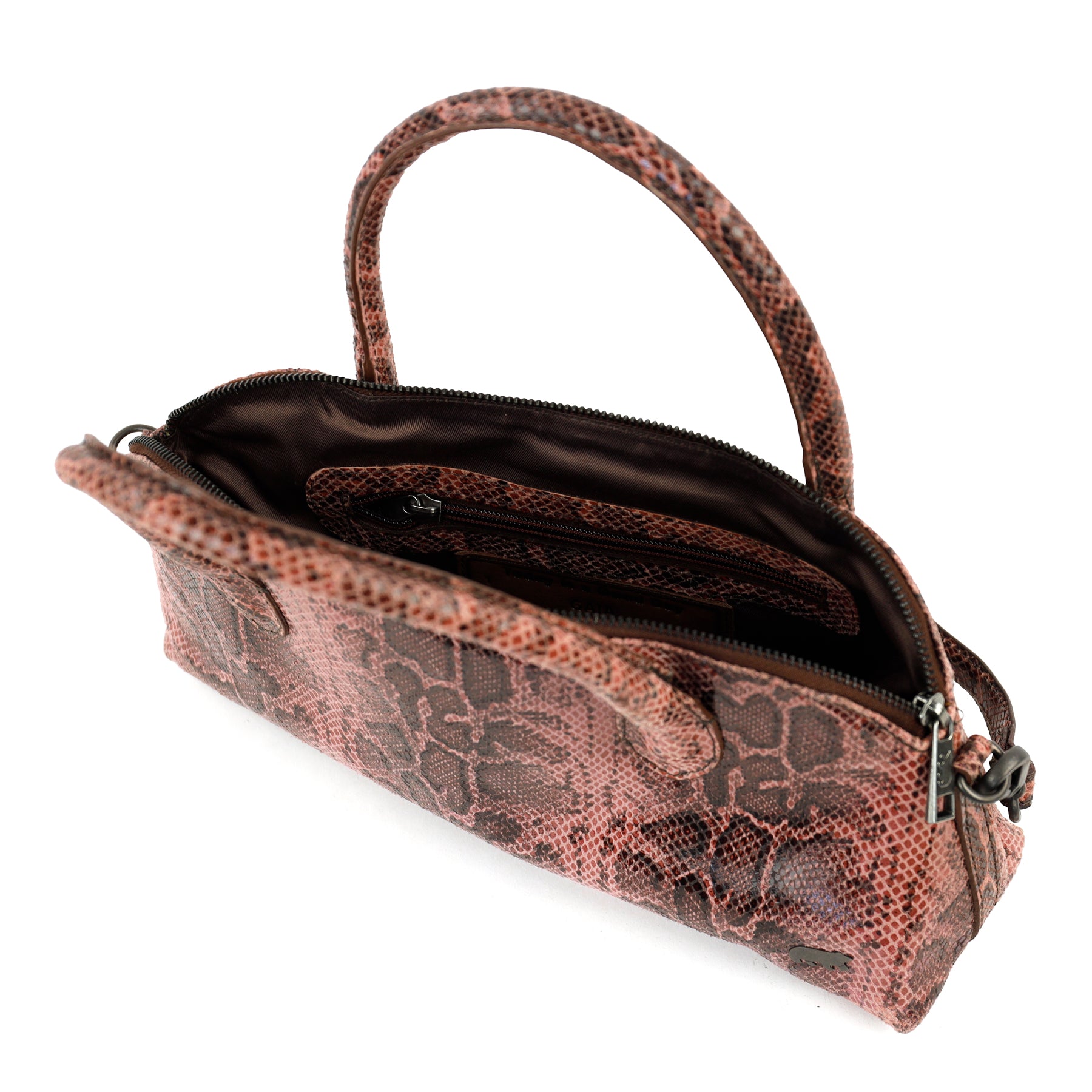 Hand/shoulder bag 'Gaia' snake pink