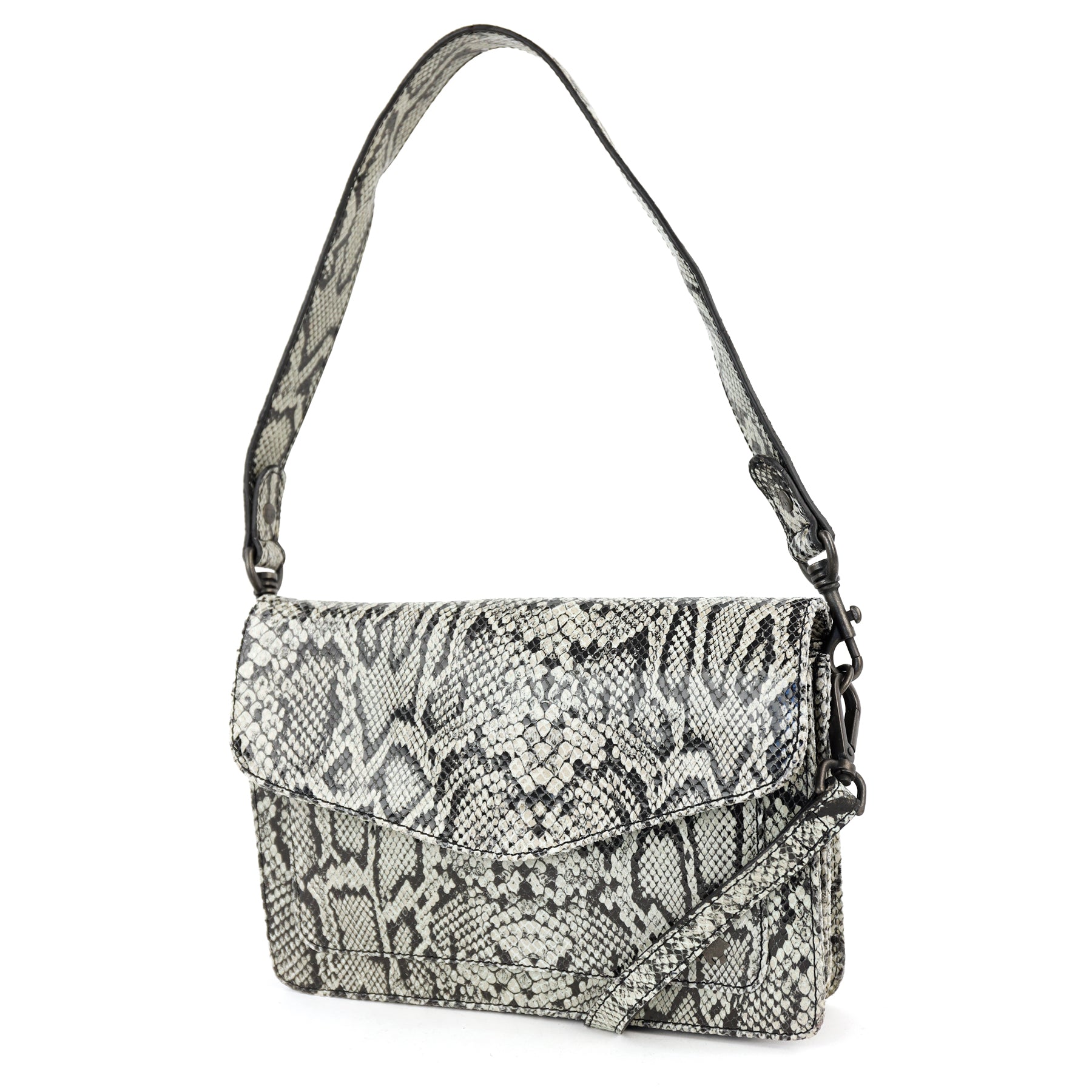 Hand-/schoudertasje met flap 'Stella' snake grey