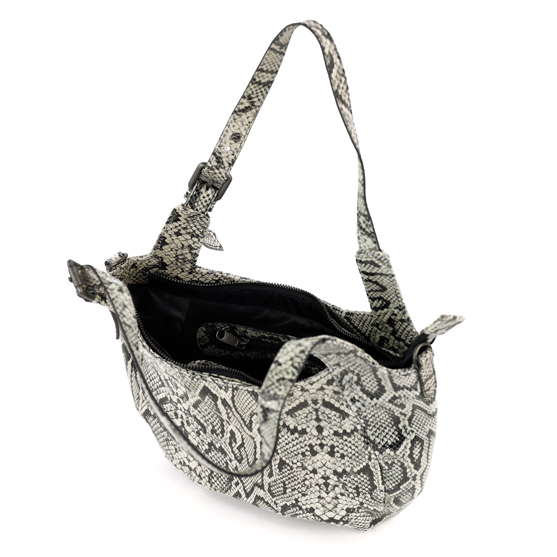 Hand/shoulder bag 'Francesca' snake grey
