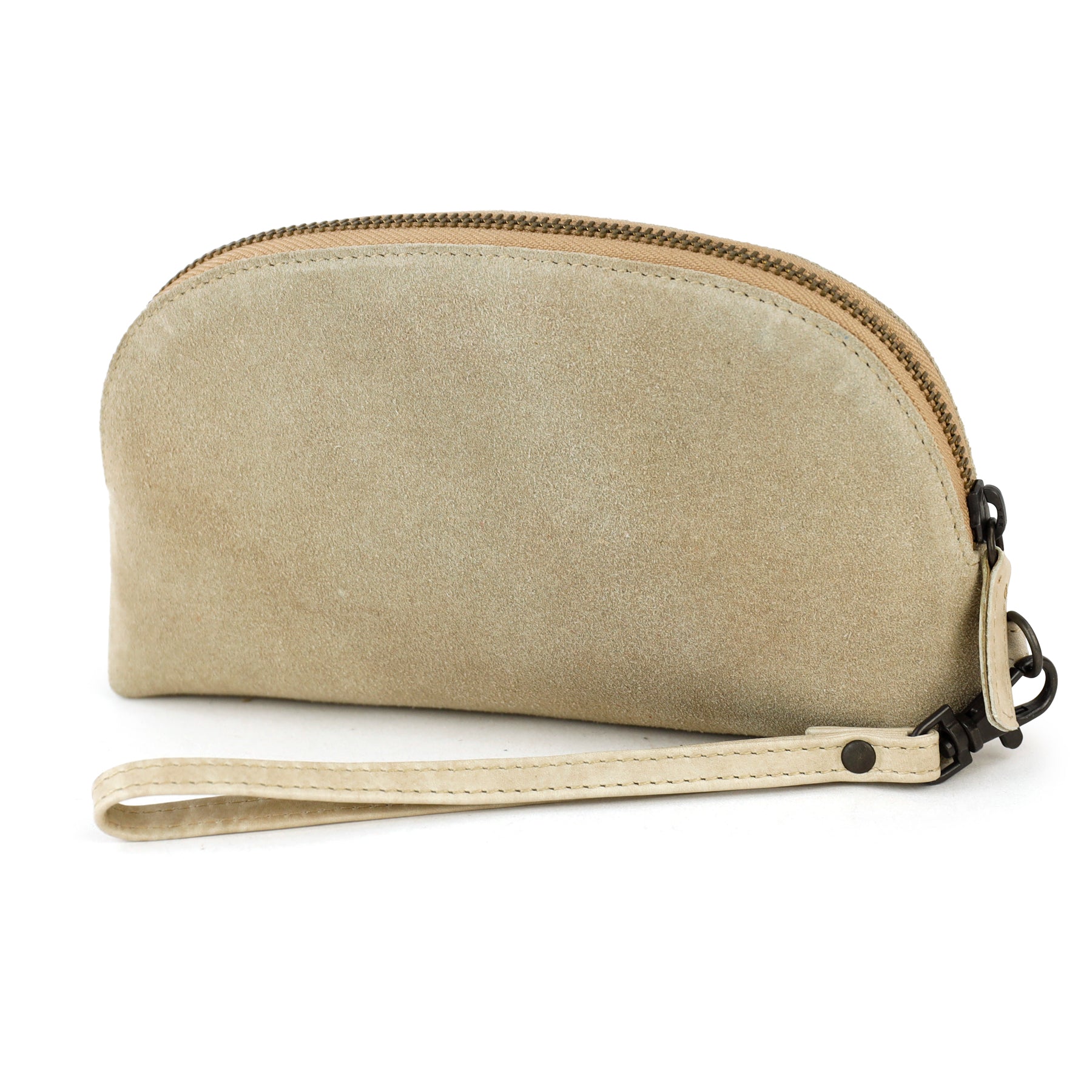 Suede pouch/make-up bag 'Jessie' beige