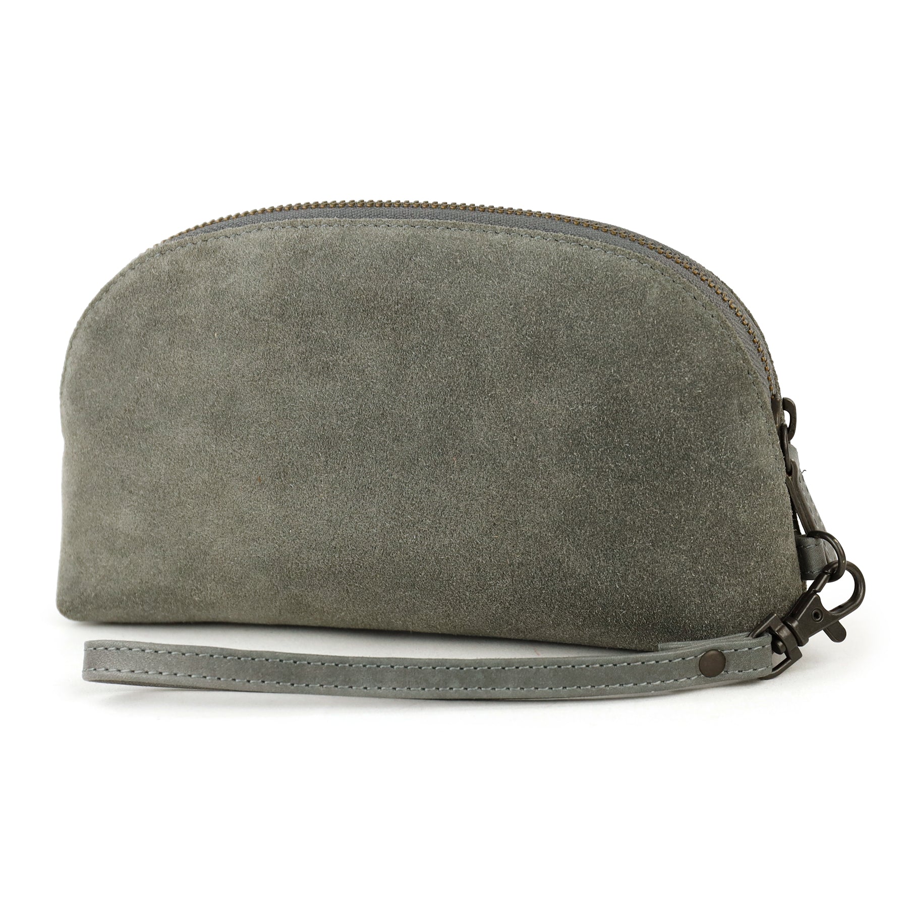 Suede pouch/makeup bag 'Jessie' grey