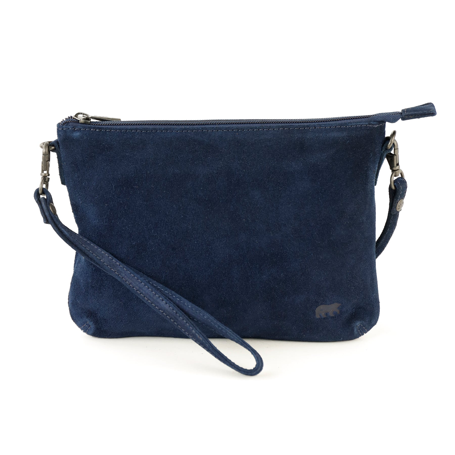 Suède schoudertasje 'Julie' donkerblauw