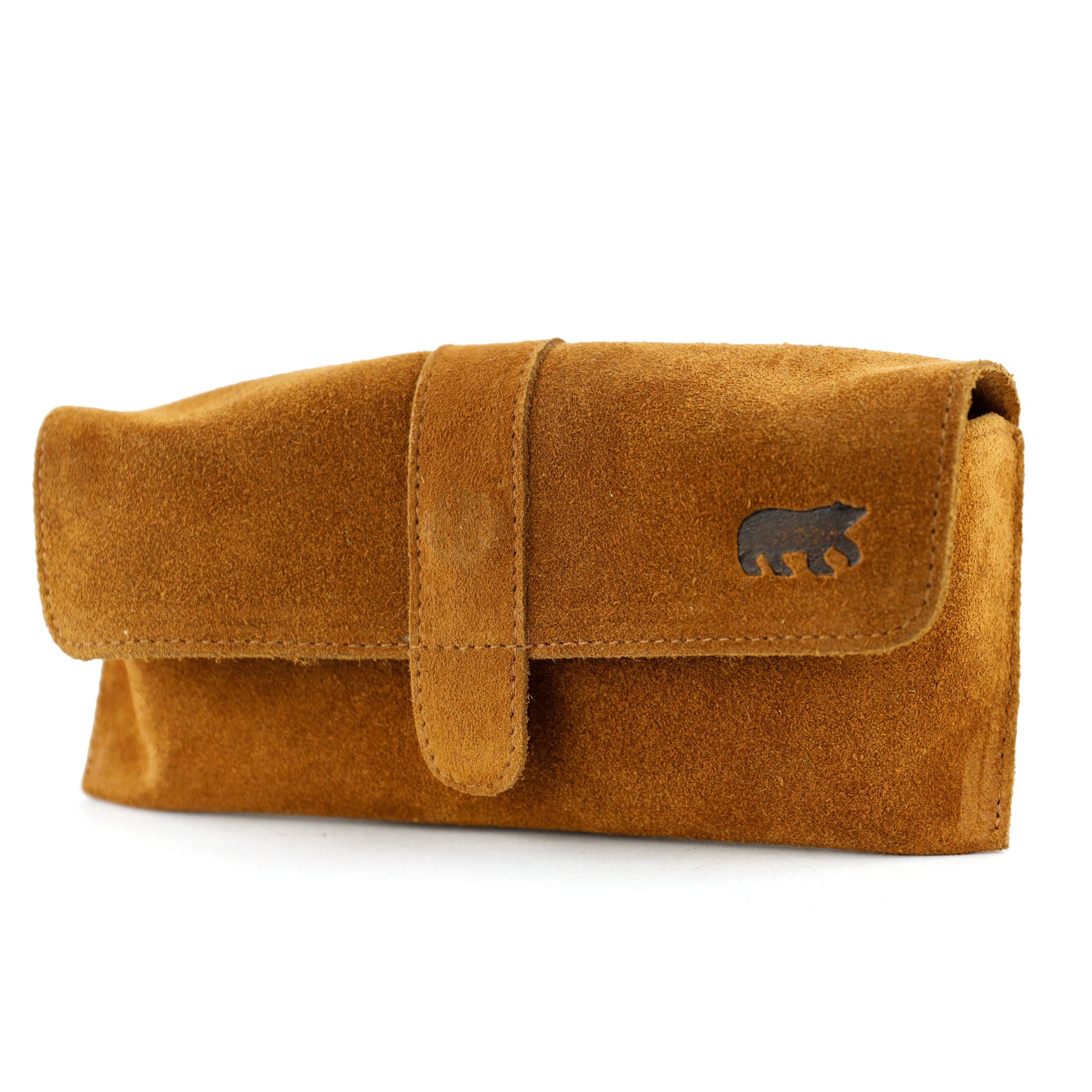 Suède brillenkoker 'Weta' cognac