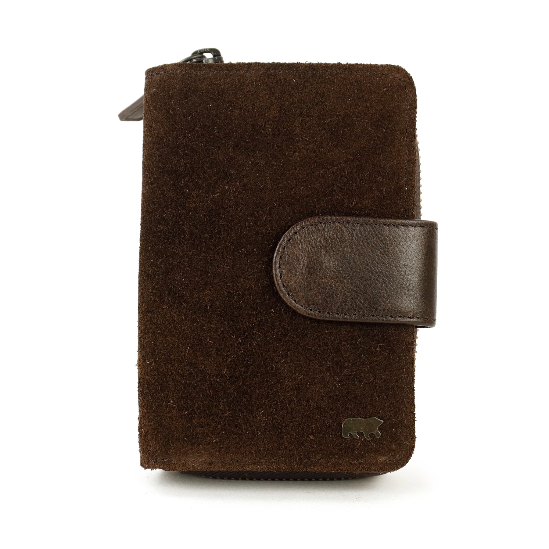 Suède ritsportemonnee 'Loet' donkerbruin
