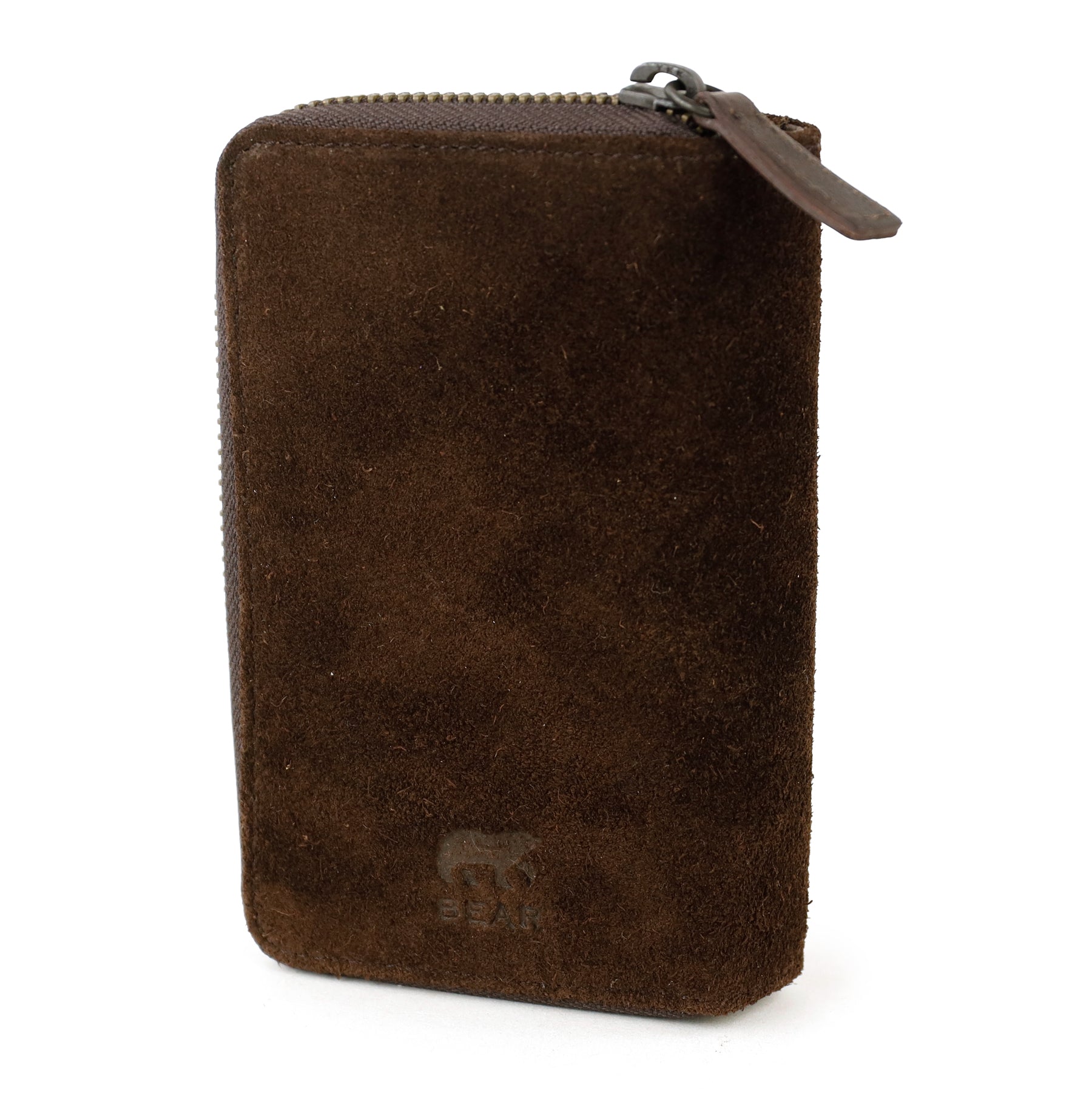 Suede zip wallet 'Loet' dark brown