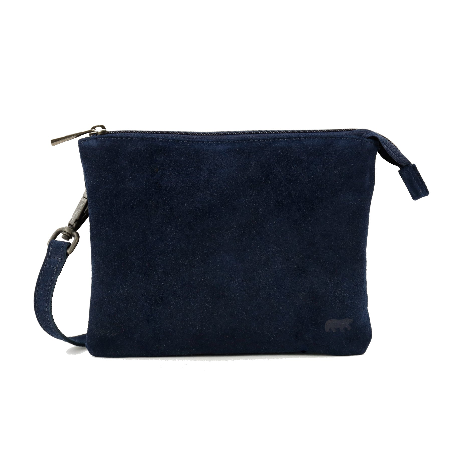 Suède schoudertasje 'Marthe' donkerblauw