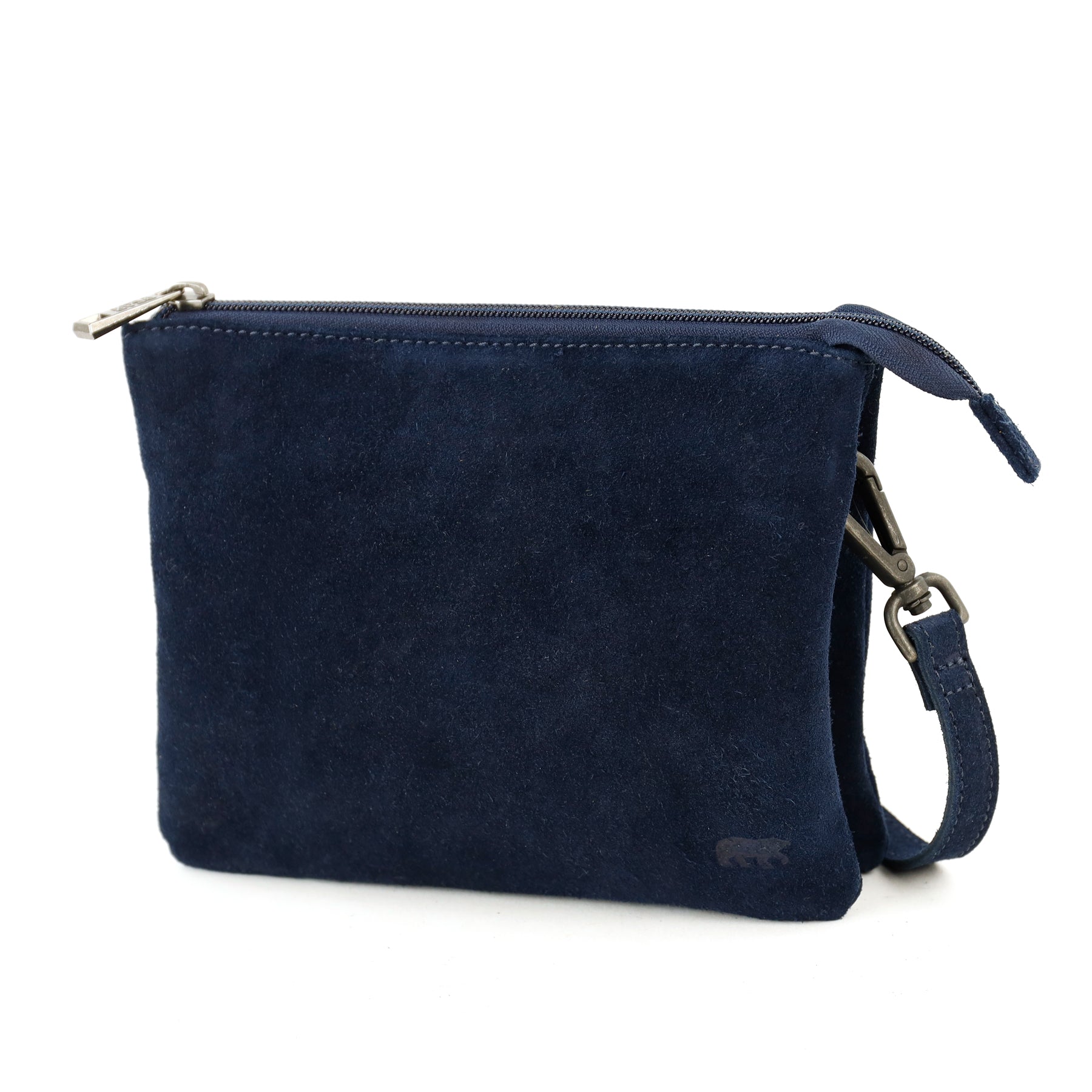 Suède schoudertasje 'Marthe' donkerblauw