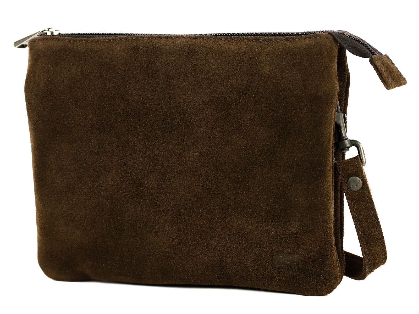 Suède schoudertasje 'Marthe' donkerbruin