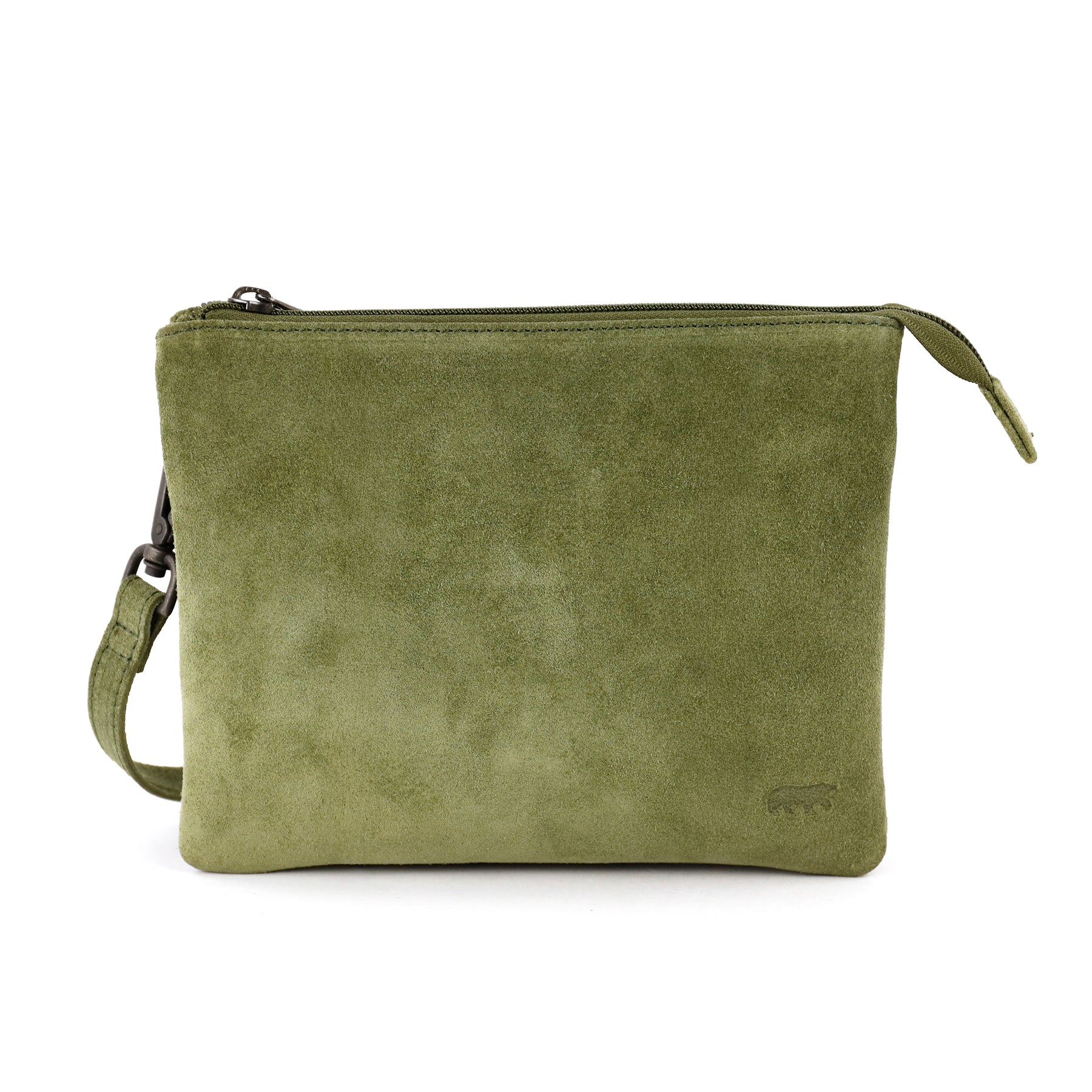 Suède schoudertasje 'Marthe' groen