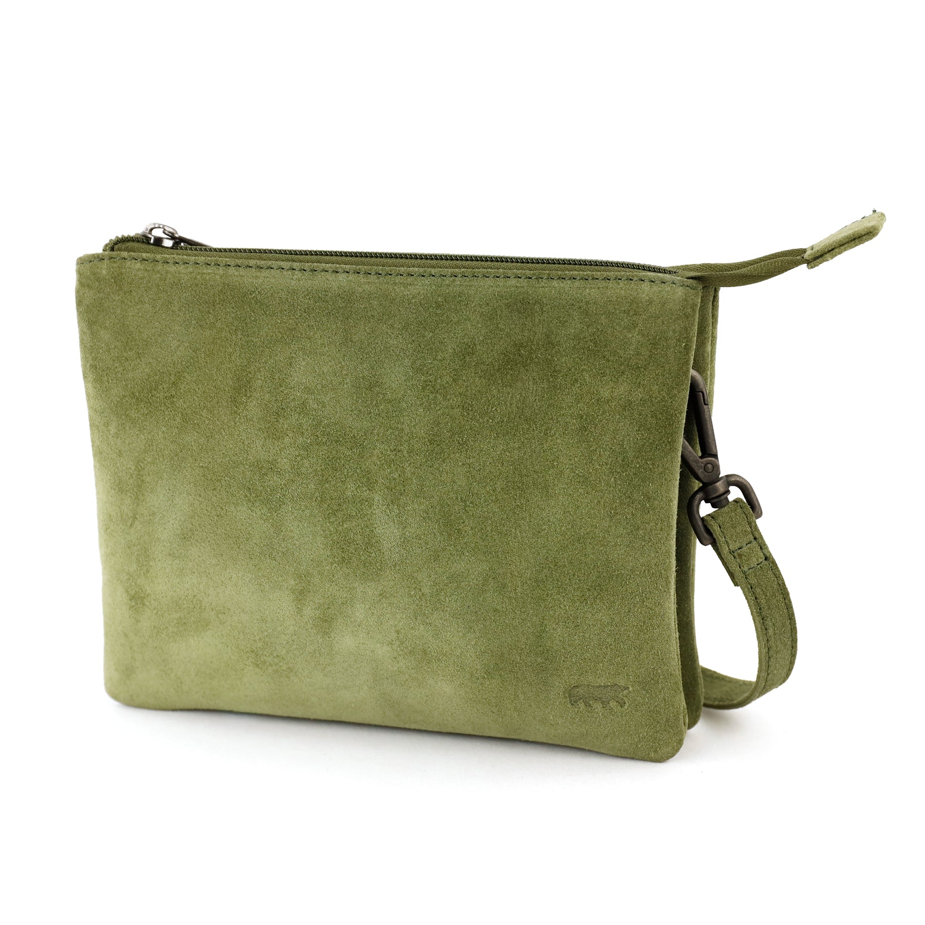 Suède schoudertasje 'Marthe' groen