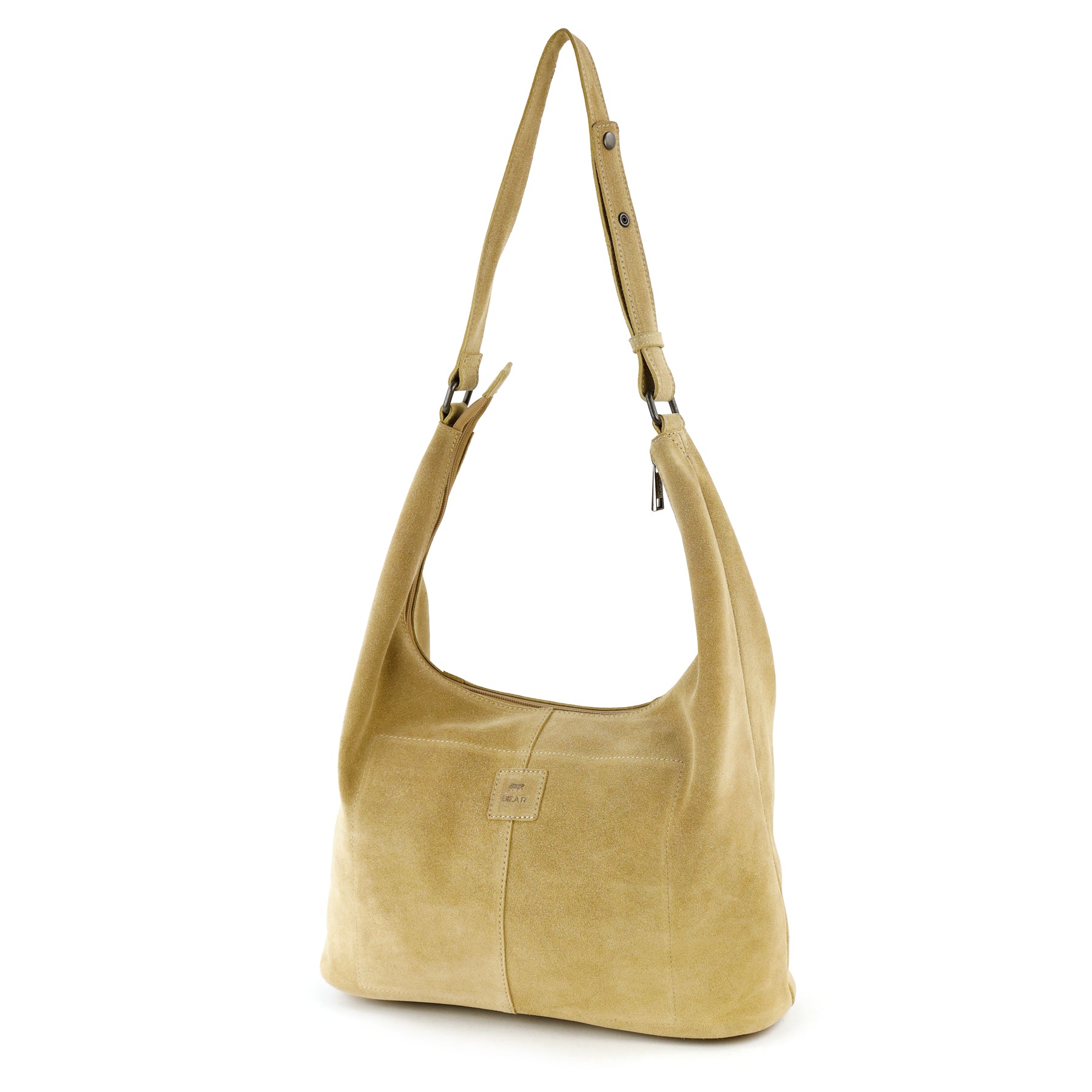 Suede pouch bag with studs 'Cecilia' bisquit