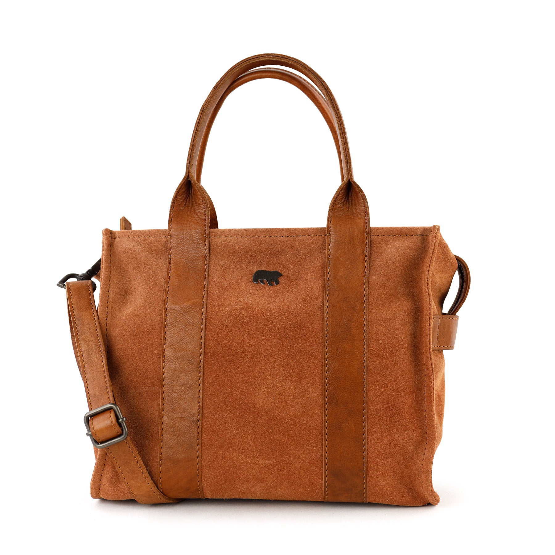 Suède mini tote bag 'Nova' cognac