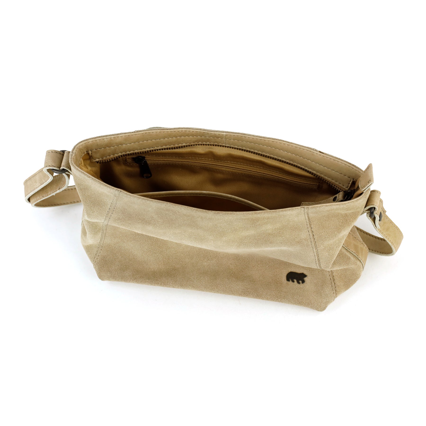 Suede shoulder bag 'Valentina' beige
