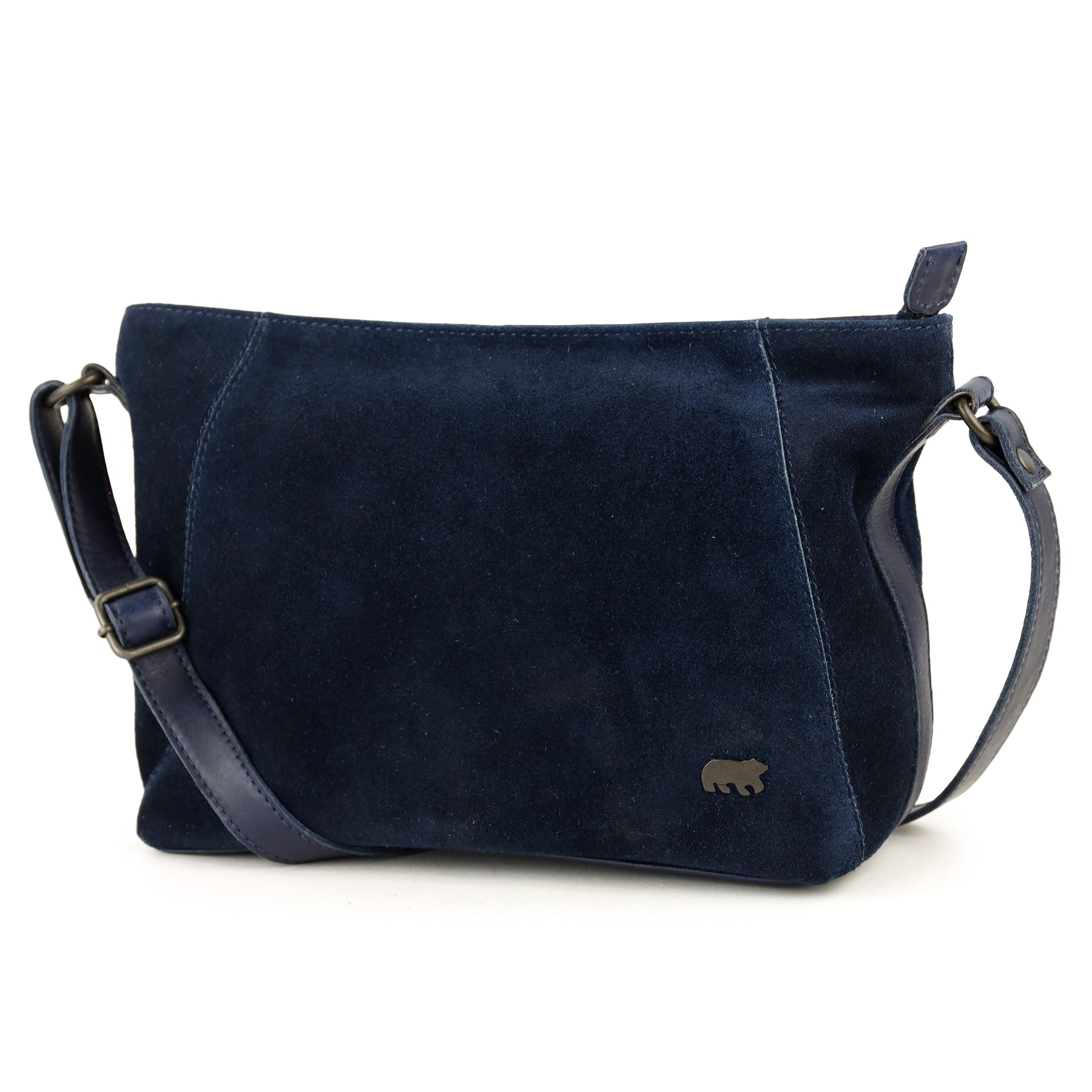 Suede schoudertasje 'Valentina' navy