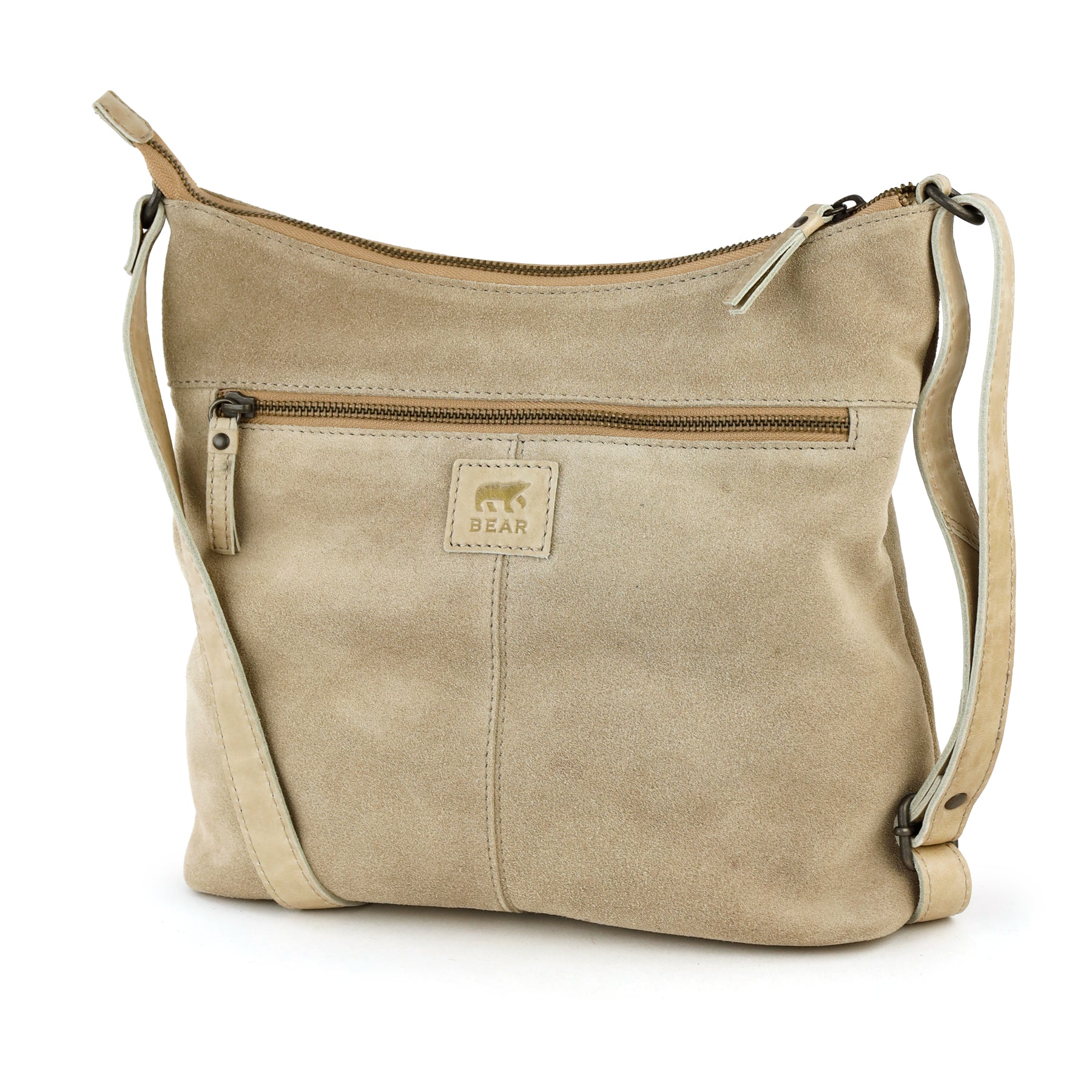 Suede shoulder bag 'Amber' beige
