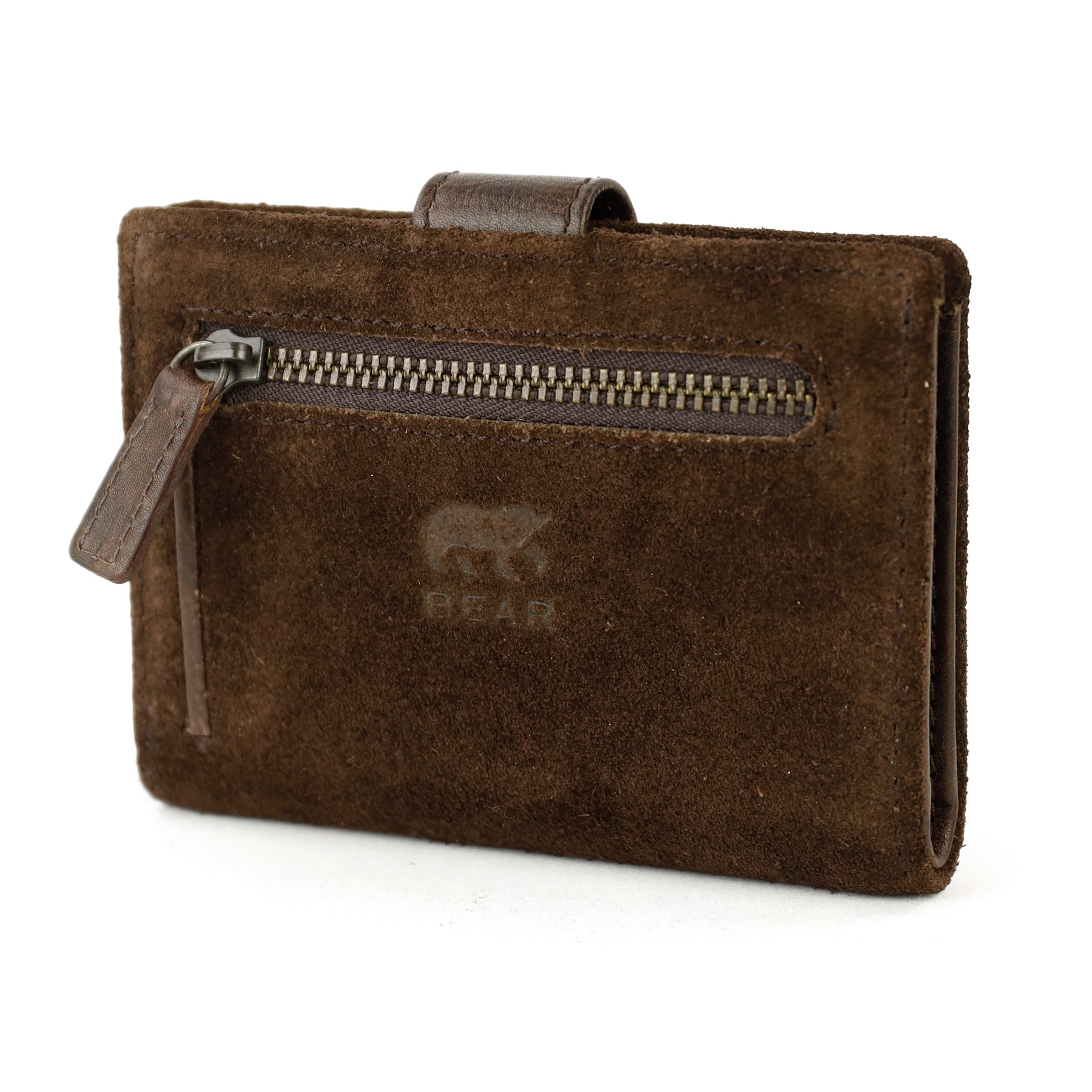 Suede card holder 'Vic' dark brown