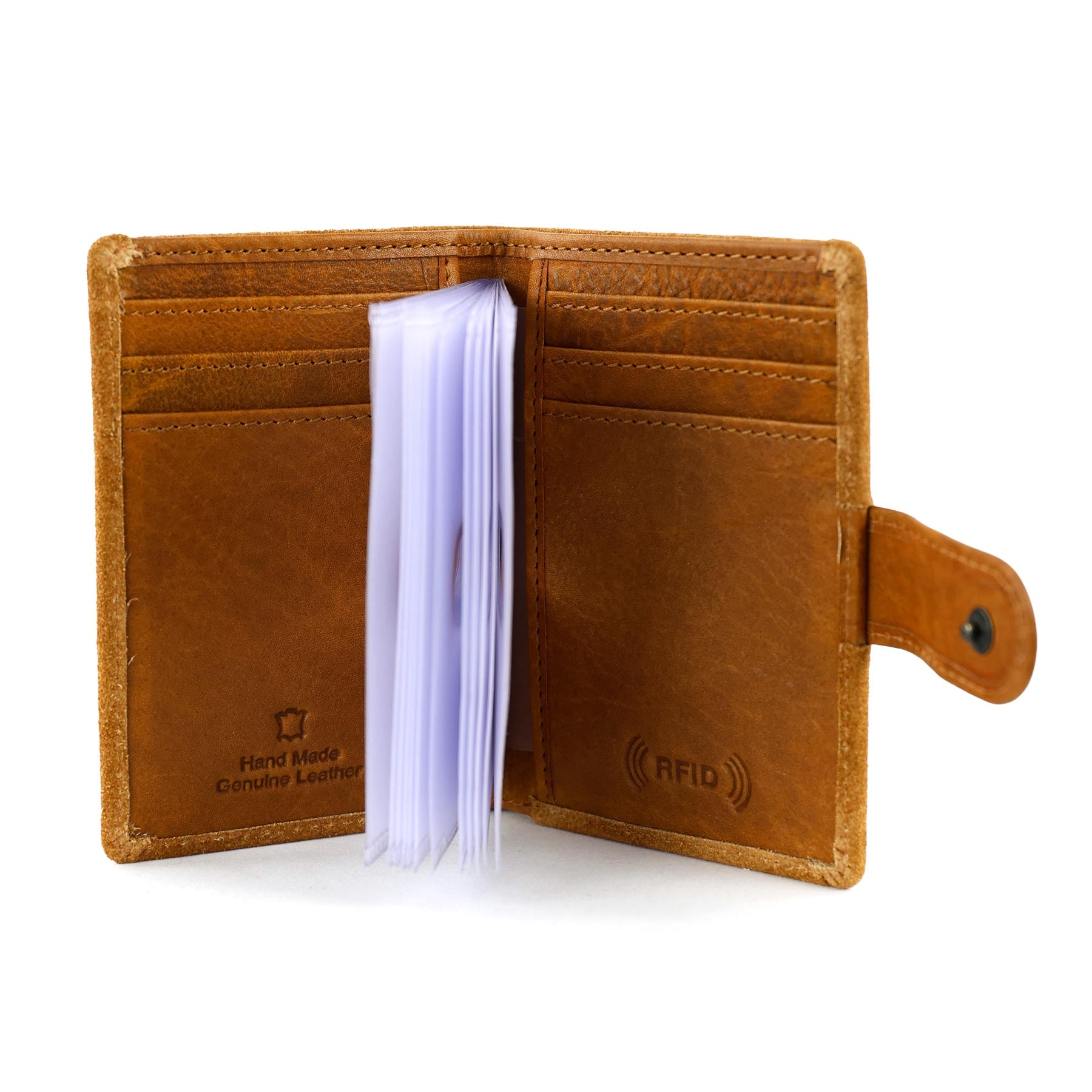 Suede card holder 'Vic' cognac