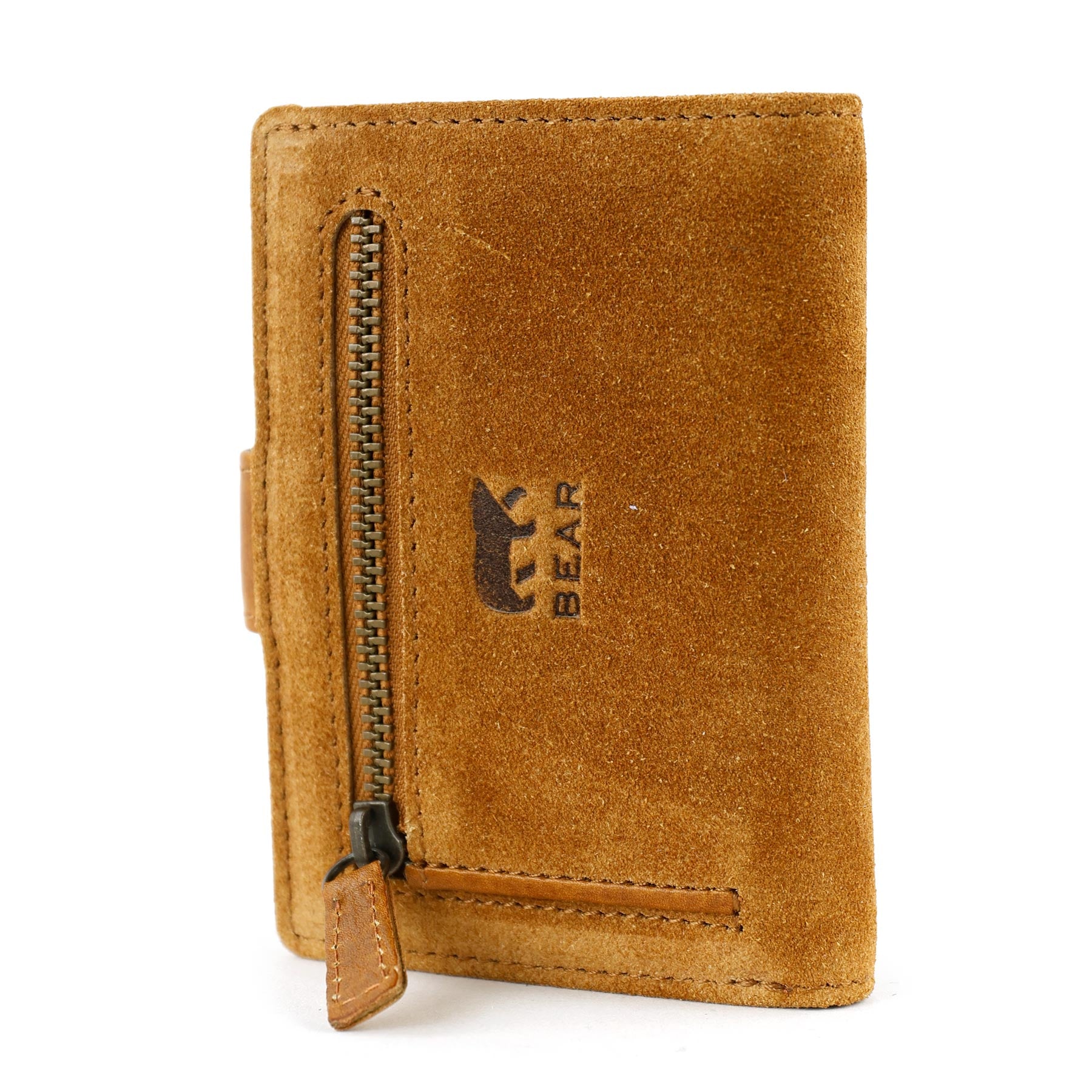 Suede card holder 'Vic' cognac