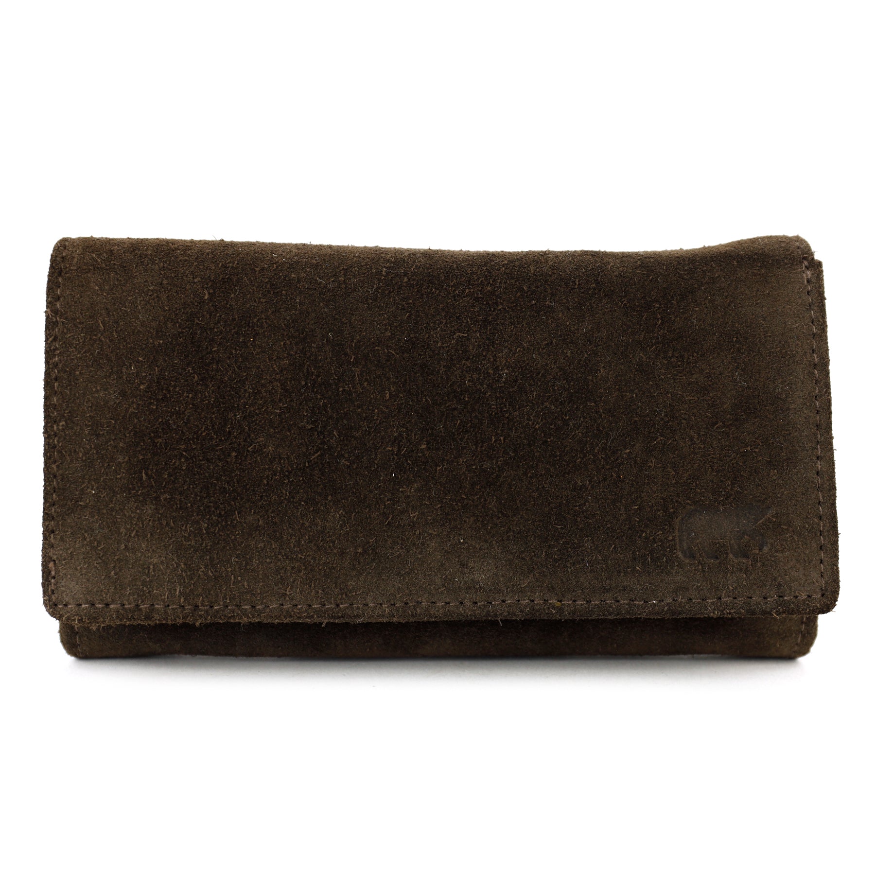 Suède RFID Overslag portemonnee 'Sweety' XL donkerbruin