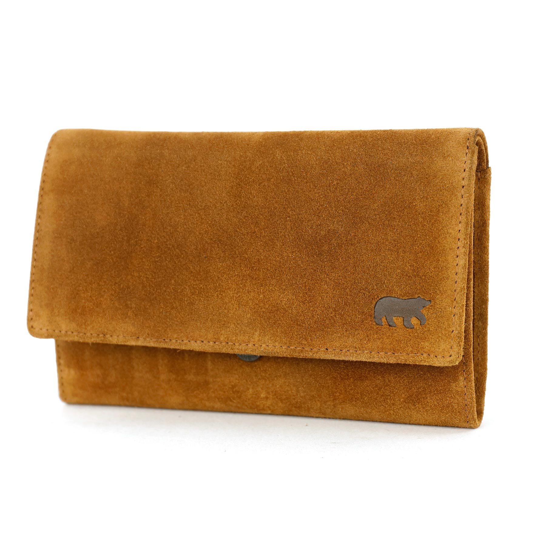 Suède RFID Overslag portemonnee 'Sweety' XL cognac