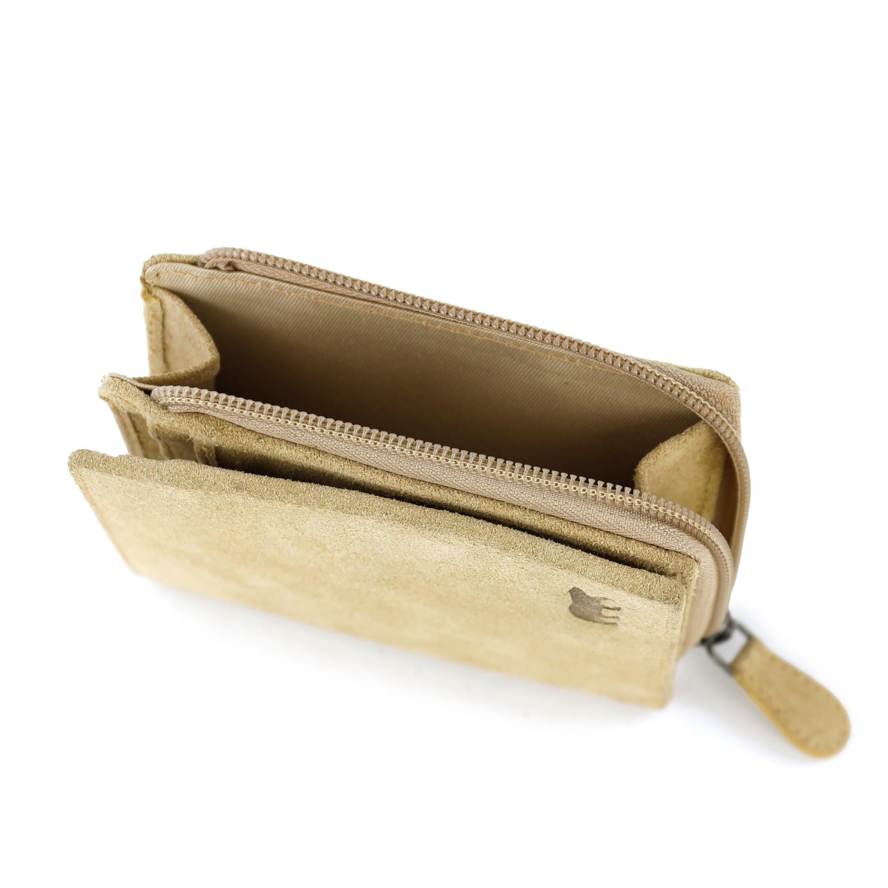Suede RFID Zipper wallet 'Gungun' bisquit