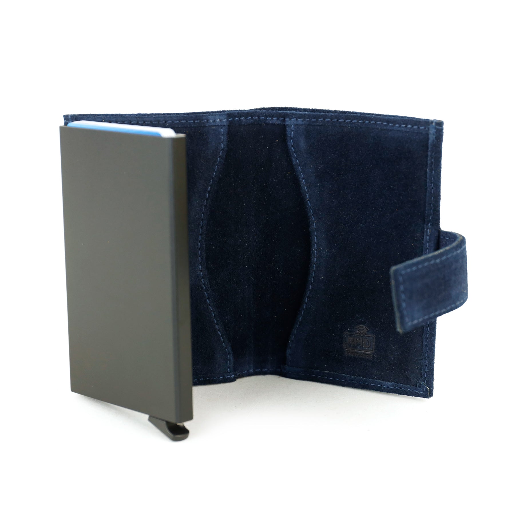 Suede RFID Card holder 'Elsie' dark blue