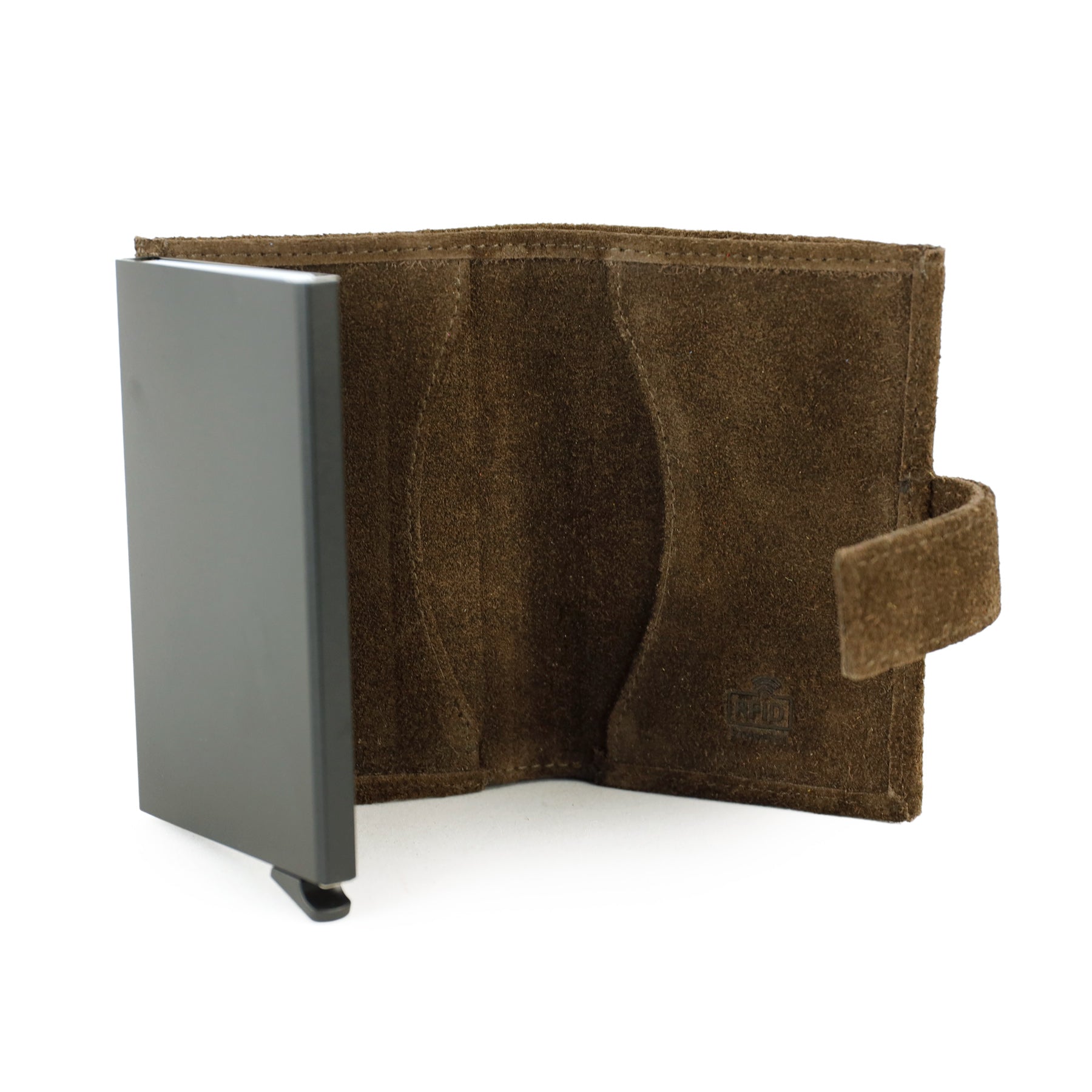 Suede RFID Card holder 'Elsie' dark brown