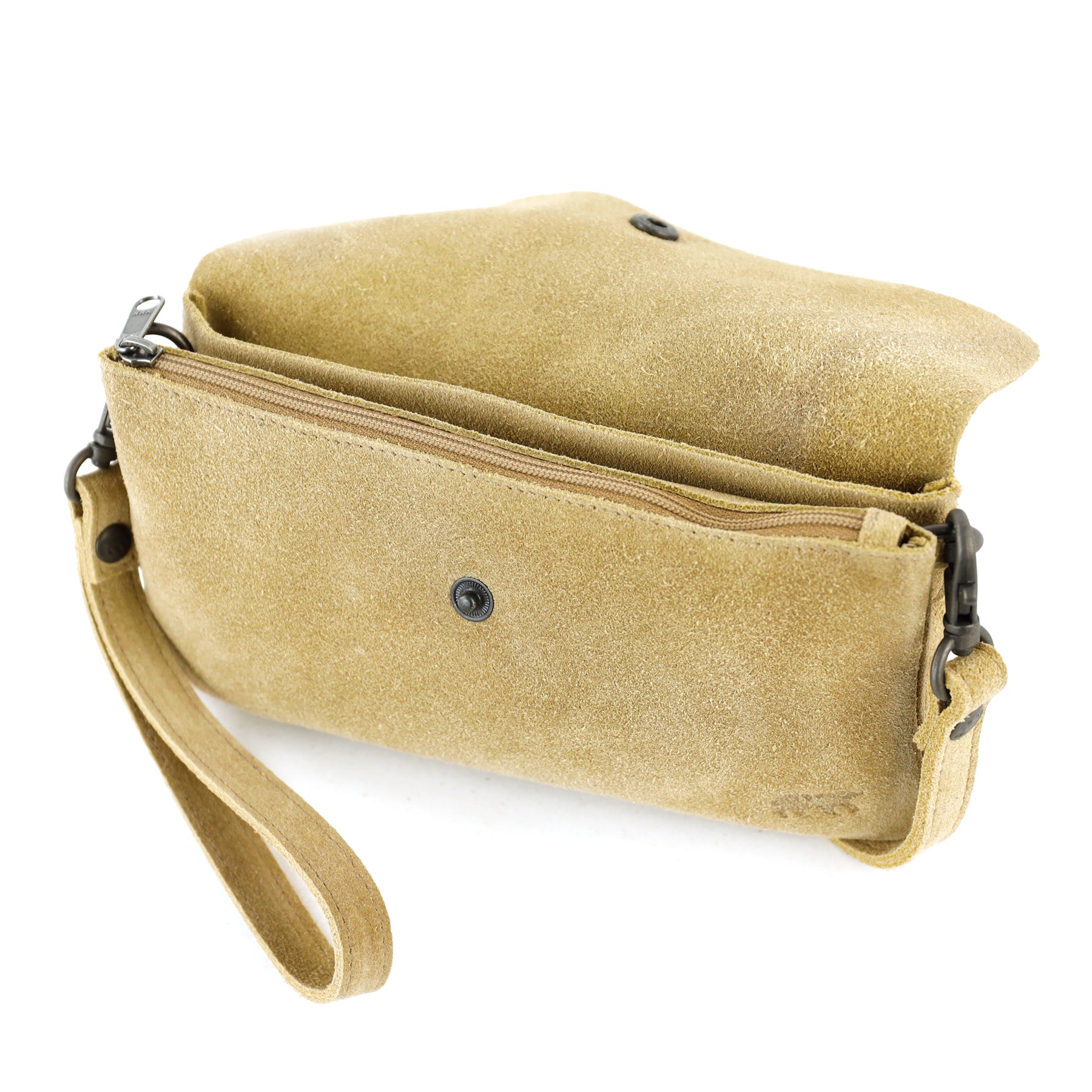Suede clutch/mini shoulder bag 'Lydia' bisquit