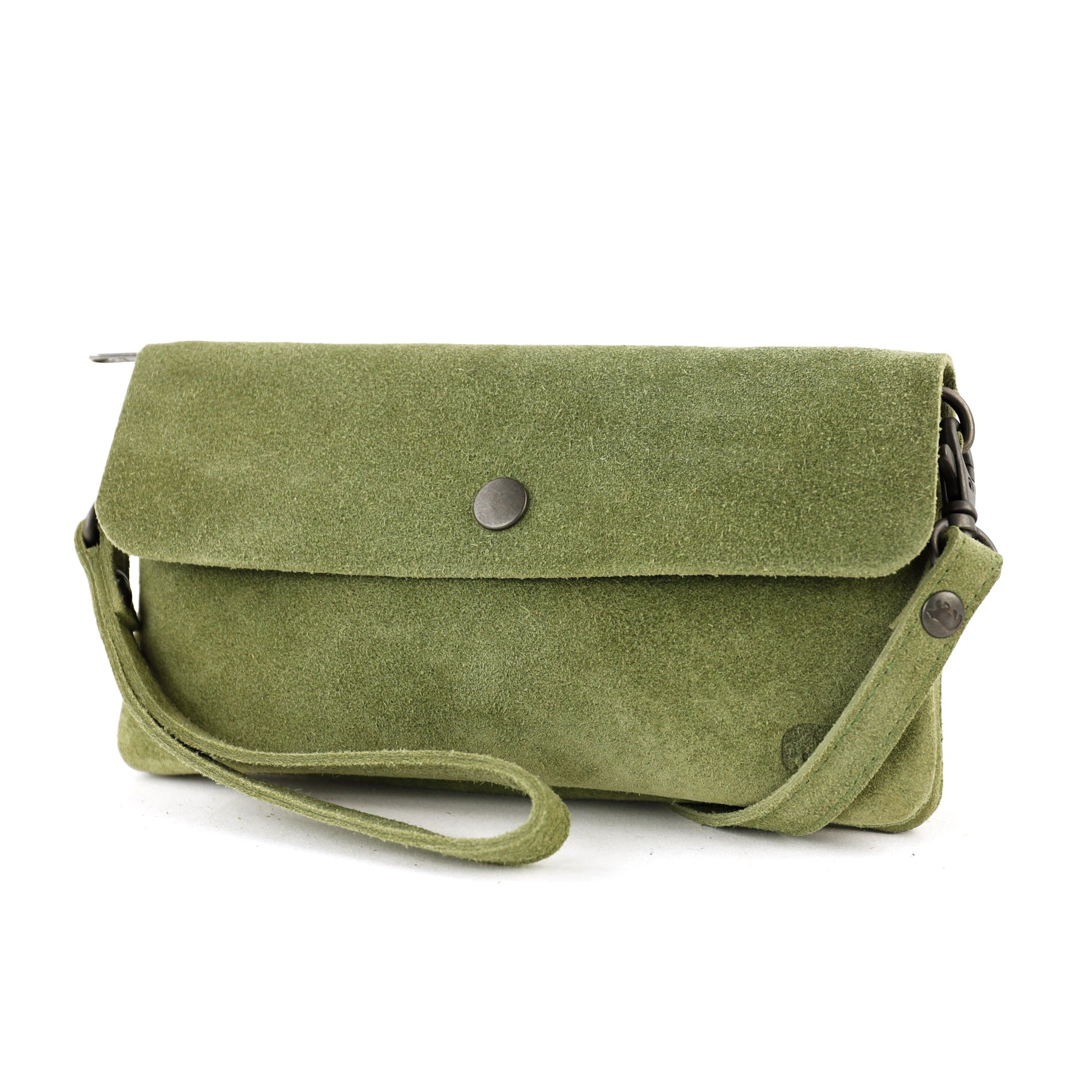 Suède clutch/mini schoudertasje 'Lydia' groen