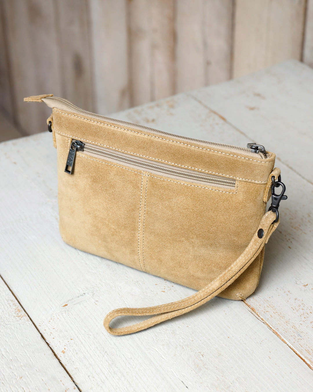 Suede shoulder bag 'Julie' biscuit